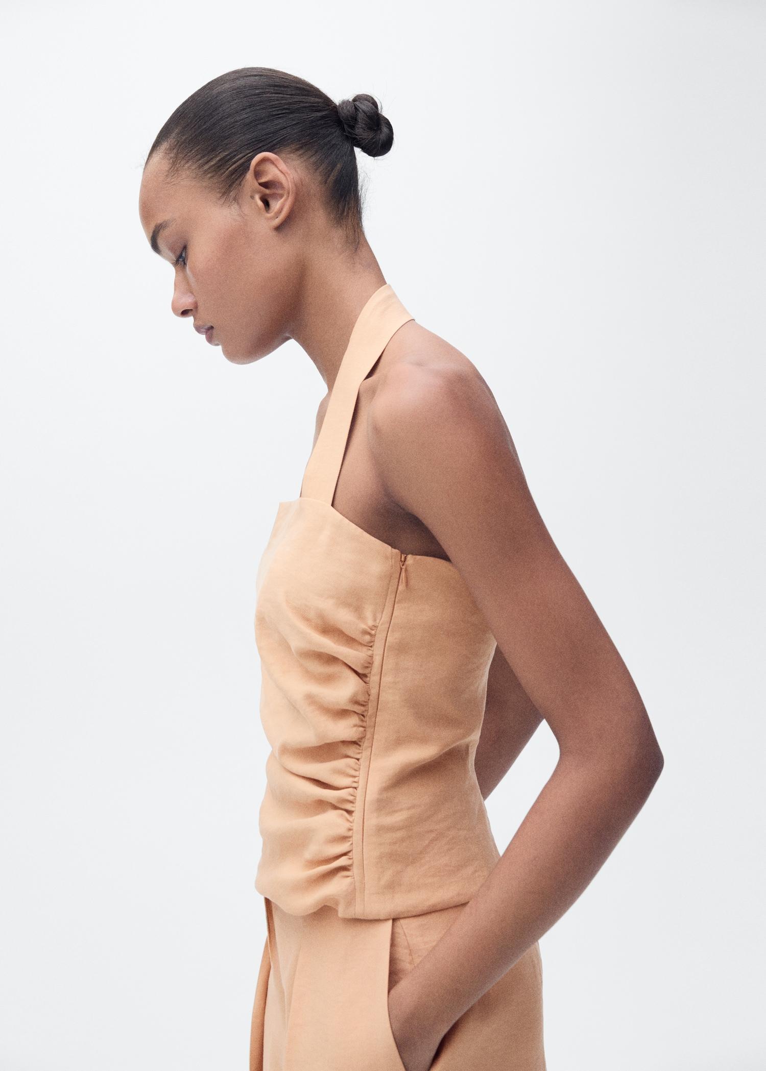 Lyocell top with gathered detail - Women | MANGO USA Product Image