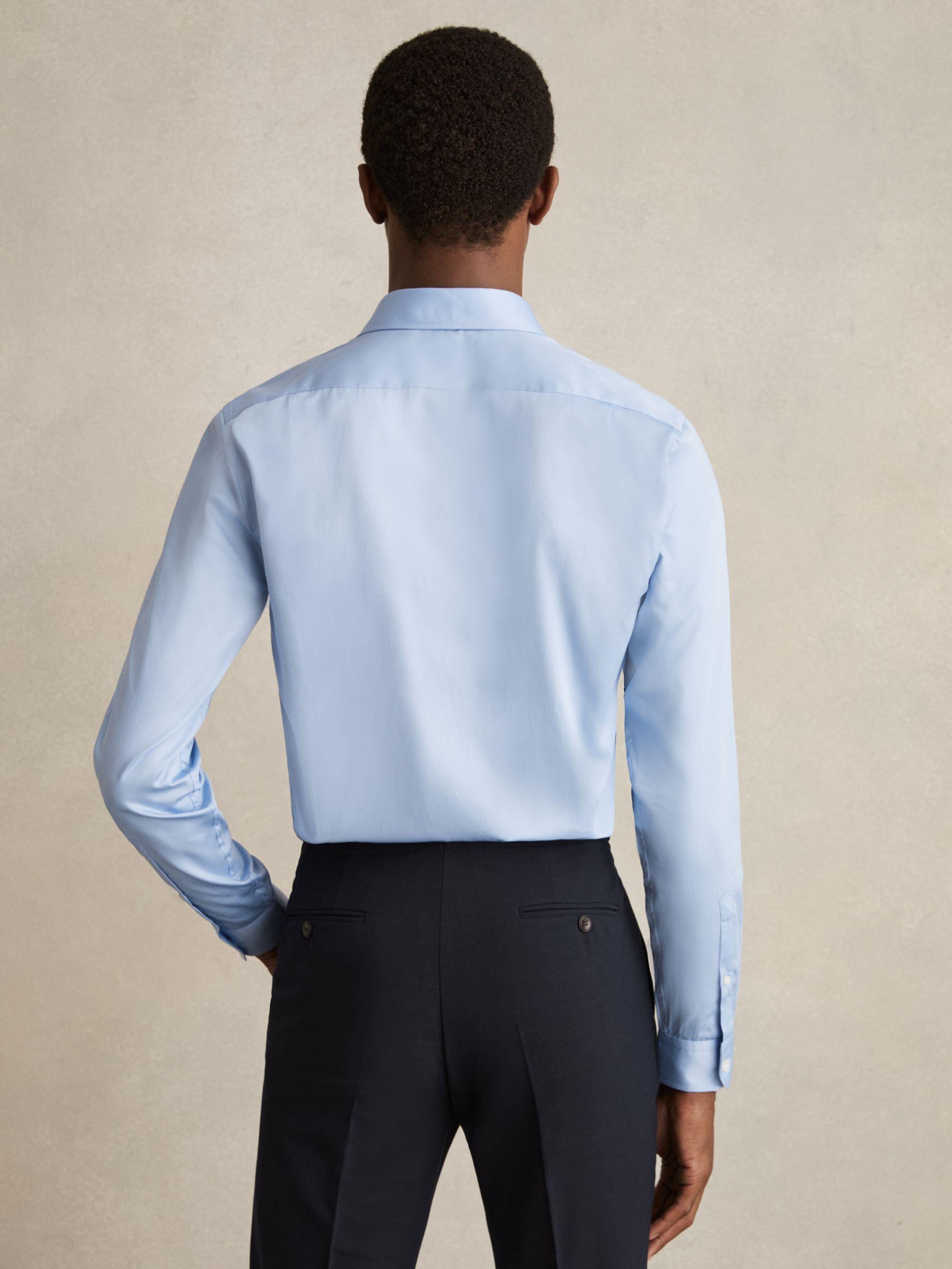 Cotton Sateen Shirt in Blue Stripe Product Image