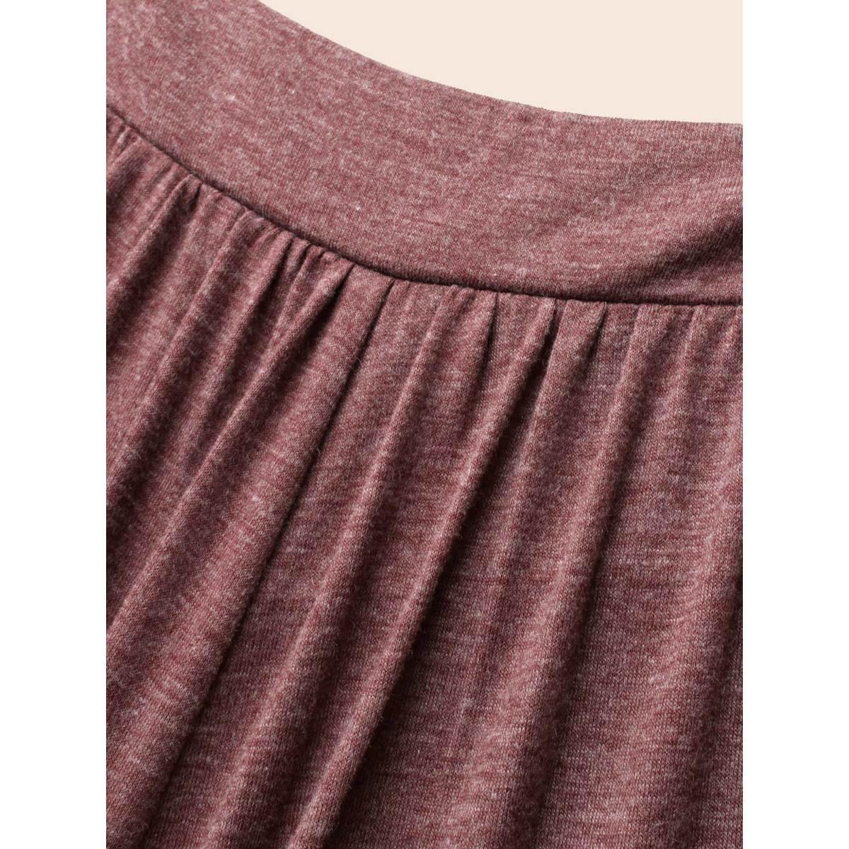 Plus Size Burgundy Heather Gathered Loose-Fit Jumpsuit Women Casual Sleeveless Heart neckline Everyday Loose Jumpsuits BloomChic 12/L Product Image