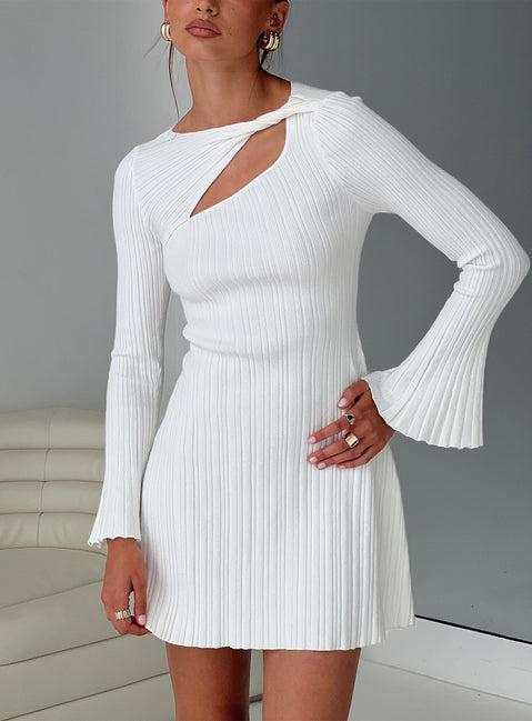 Terraces Long Sleeve Mini Dress White Product Image