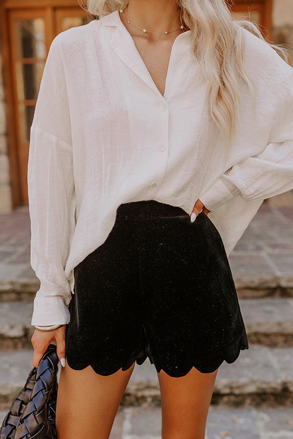 The Madison High Waist Velvet Shorts Product Image