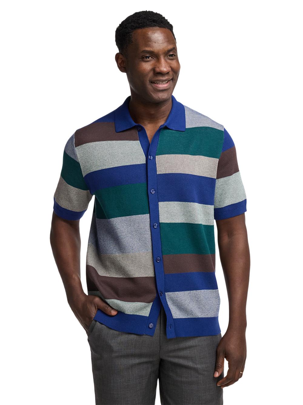 Cotton Button Front Polo - Multi Product Image