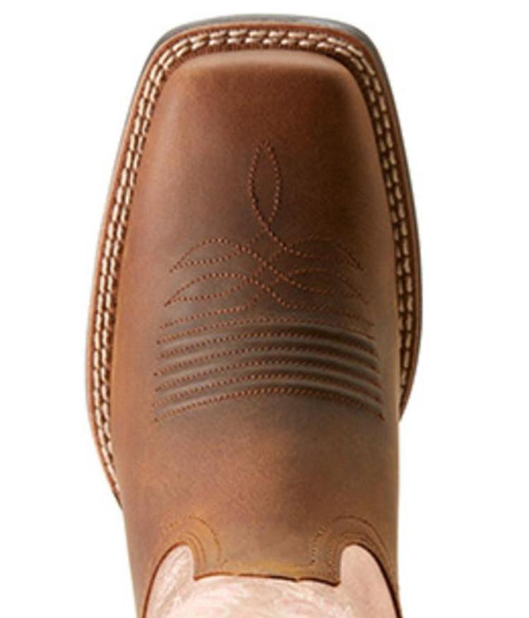 SALE Ariat® Ladies' Roundup Ryder Distressed Brown/Metallic Rose Square Toe Boots Product Image