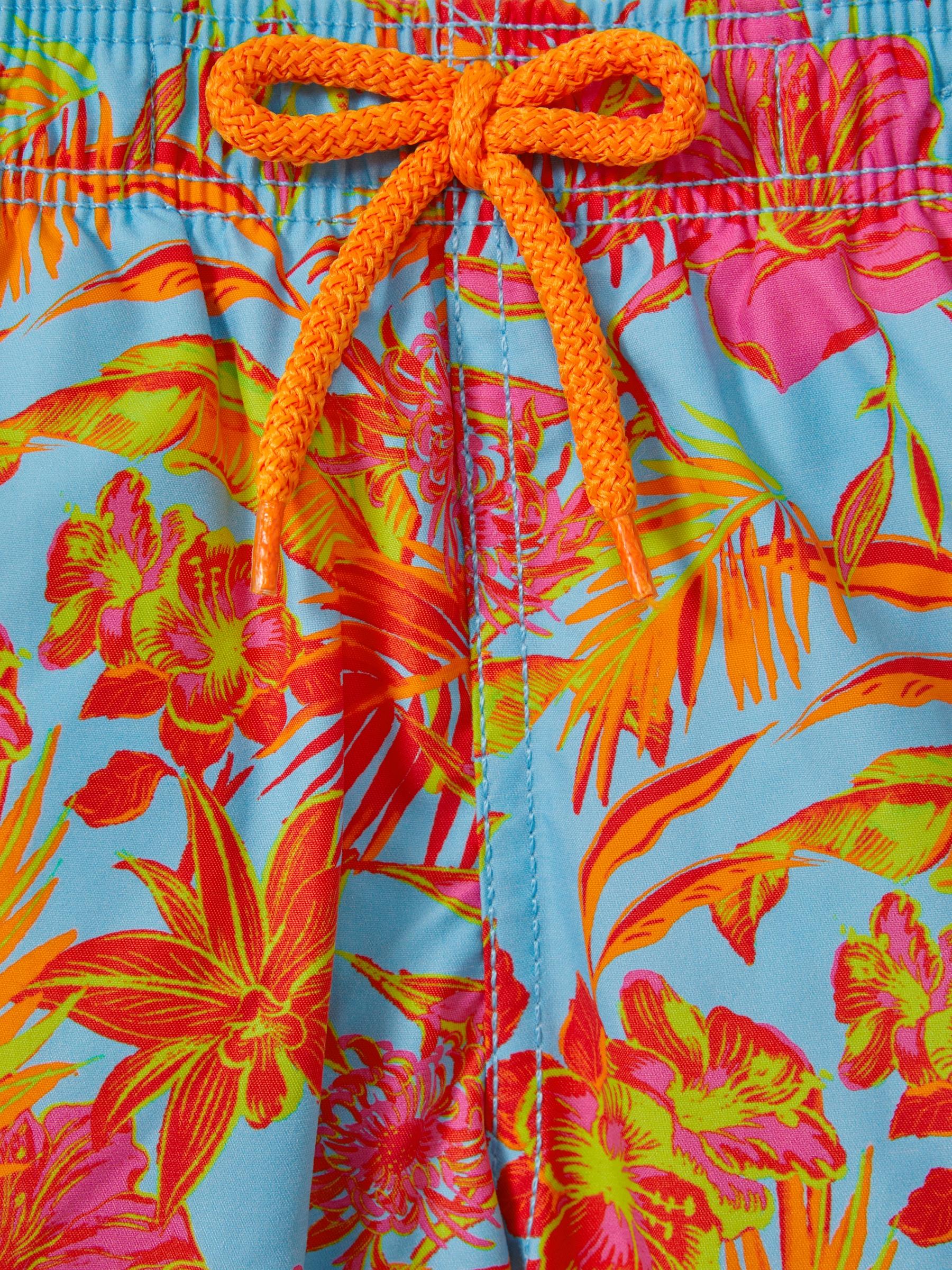 Vilebrequin Tropical Print Drawstring Swim Shorts in Santorin Orange Product Image