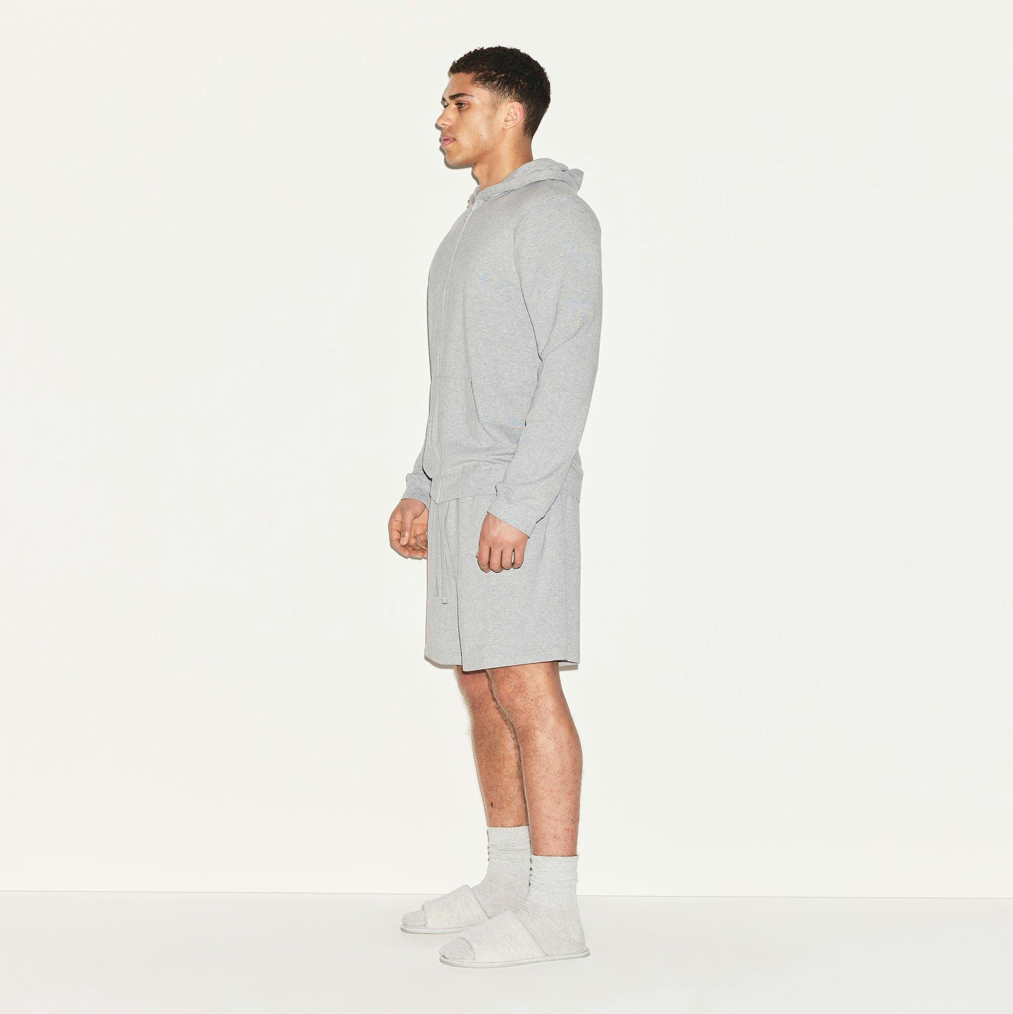 JERSEY LOUNGE MENS ZIP UP HOODIE | HEATHER GREY Product Image