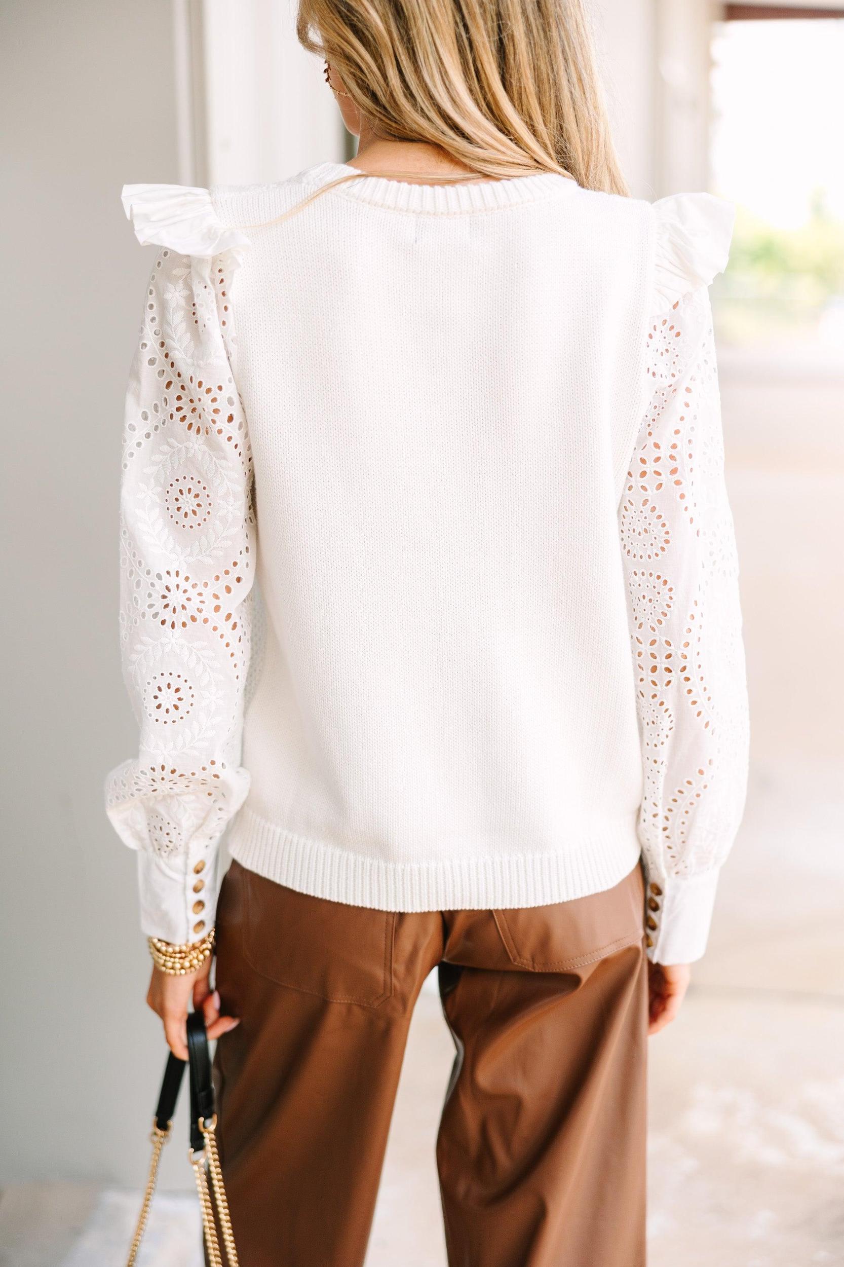 Fate: Heard About You WHite Eyelet Sweater Female Product Image