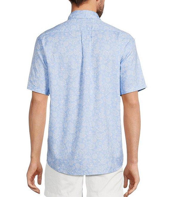 Roundtree & Yorke Short Sleeve Paisley Print Oxford Sport Shirt Product Image