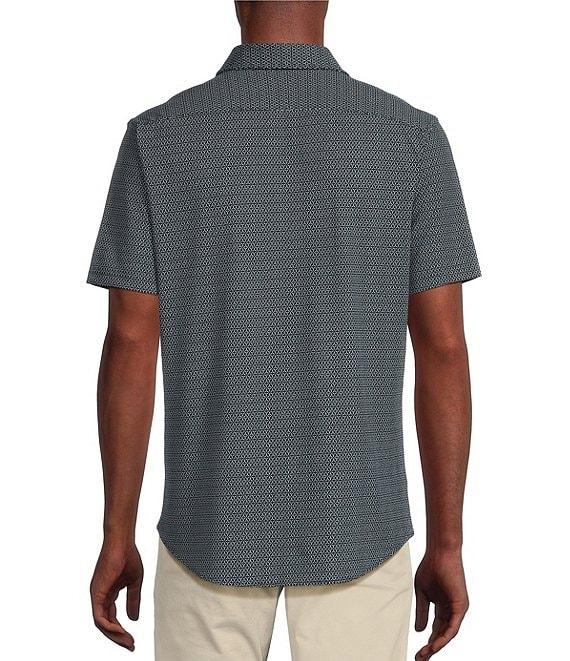 Cremieux Blue Label Geo Print Coat Front Knit Short Sleeve Shirt Product Image