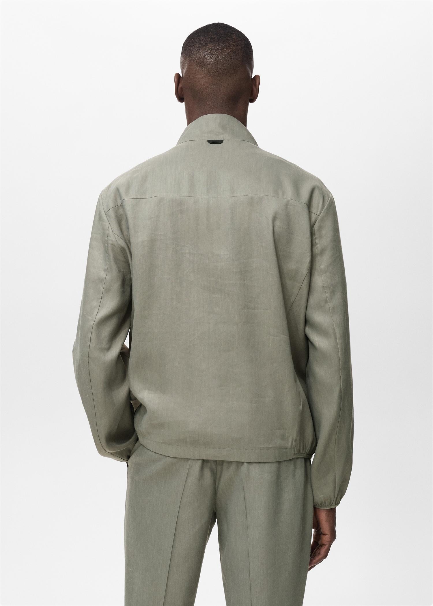 Zipper linen jacket - Men | MANGO USA Product Image