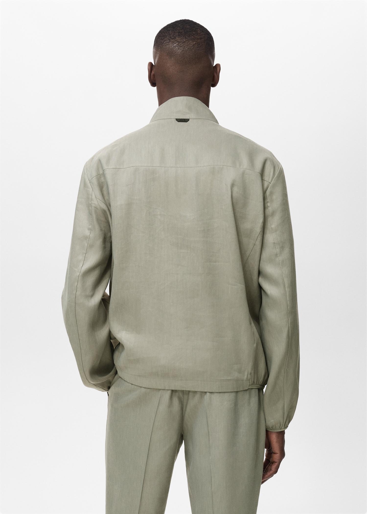Zipper linen jacket - Men | MANGO USA Product Image