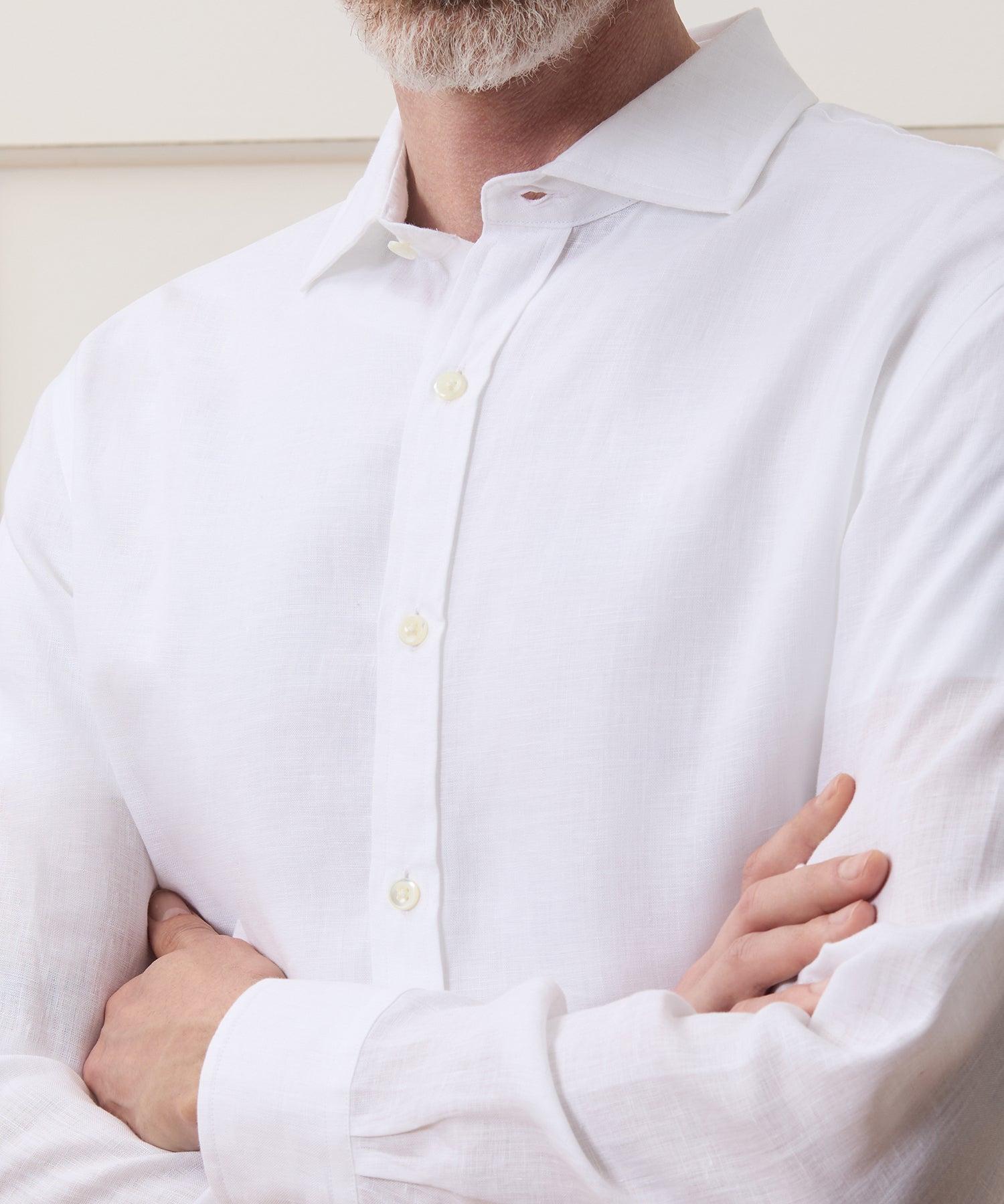Italian Linen Spread Collar Dress Shirt Product Image