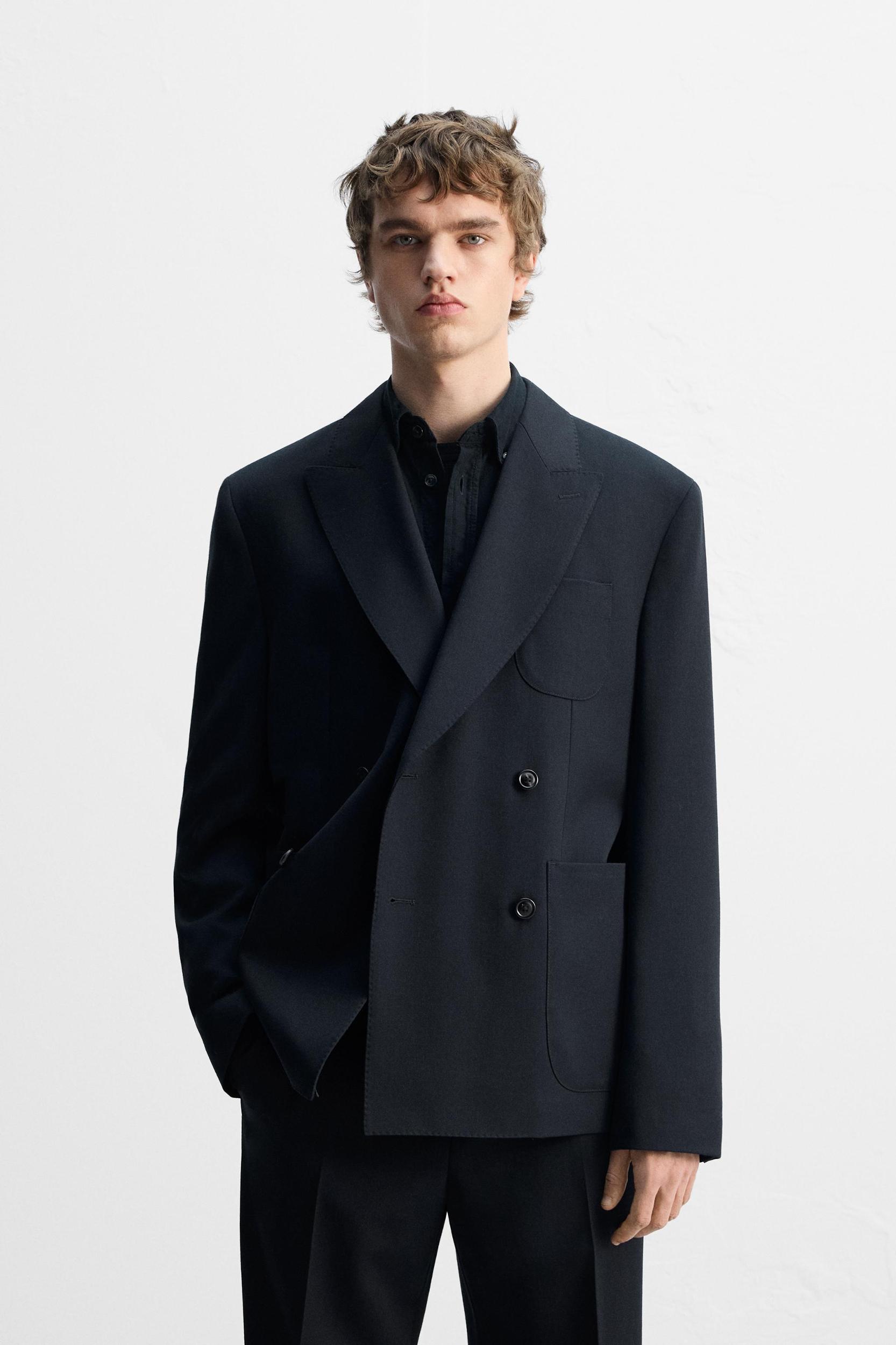 100% WOOL DOUBLE-BREASTED SUIT JACKET Product Image