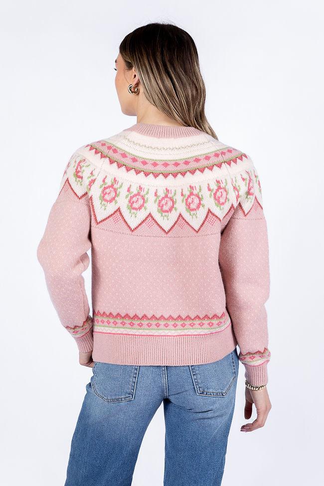 Sunny Meadow Pink Floral Fair Isle Cardigan FINAL SALE Product Image
