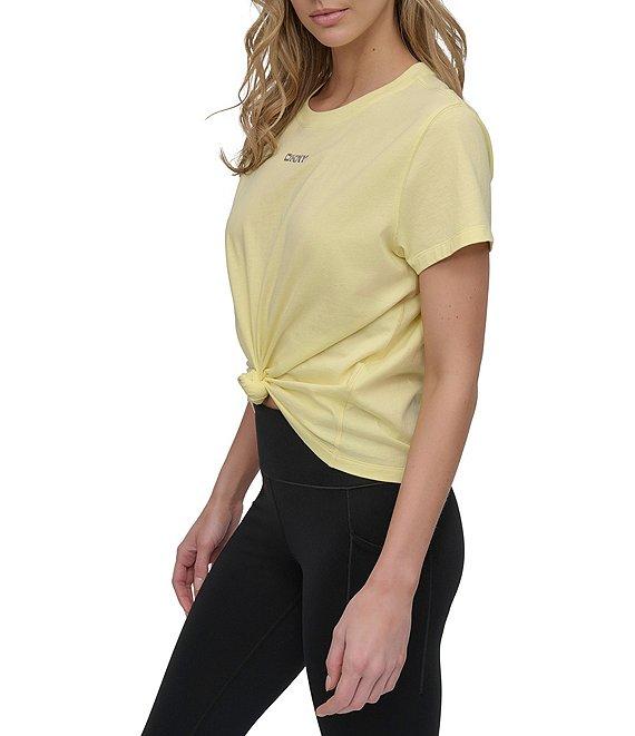 DKNY by Donna Karan Crew Neck Short Sleeve Knot Front Tee Shirt Product Image