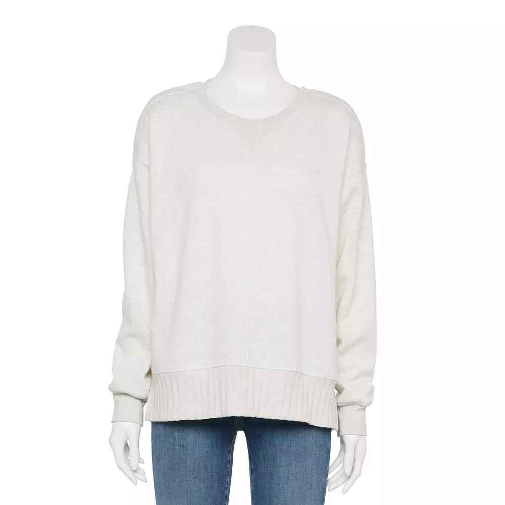 Women's Sonoma Goods For Life® Adaptive Crewneck Sweatshirt, Size: Large, Dapple Grey Grey Product Image