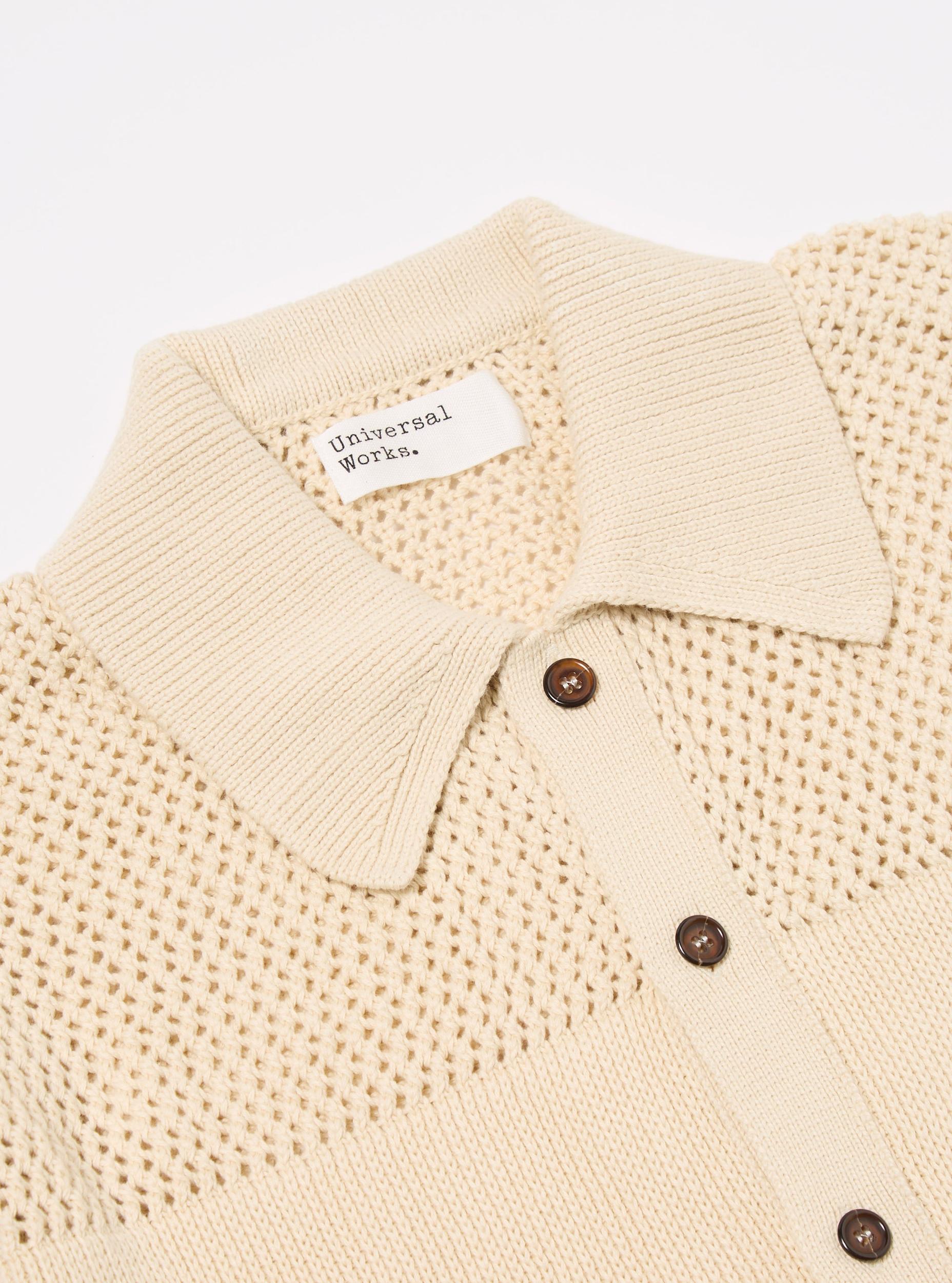 Universal Works S/S Knit Shirt in Ecru Open Knit Product Image