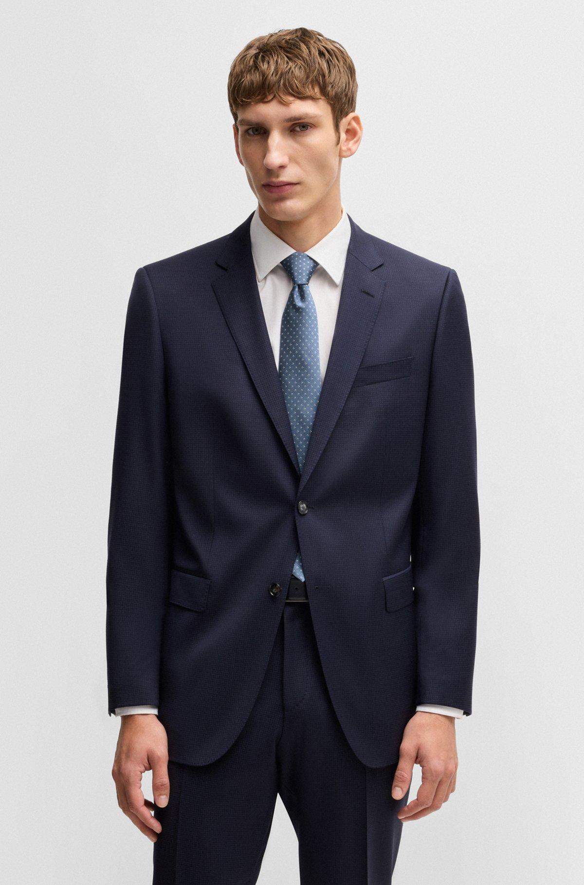 BOSS - Silk-blend tie with jacquard-woven pattern - Light Blue Product Image