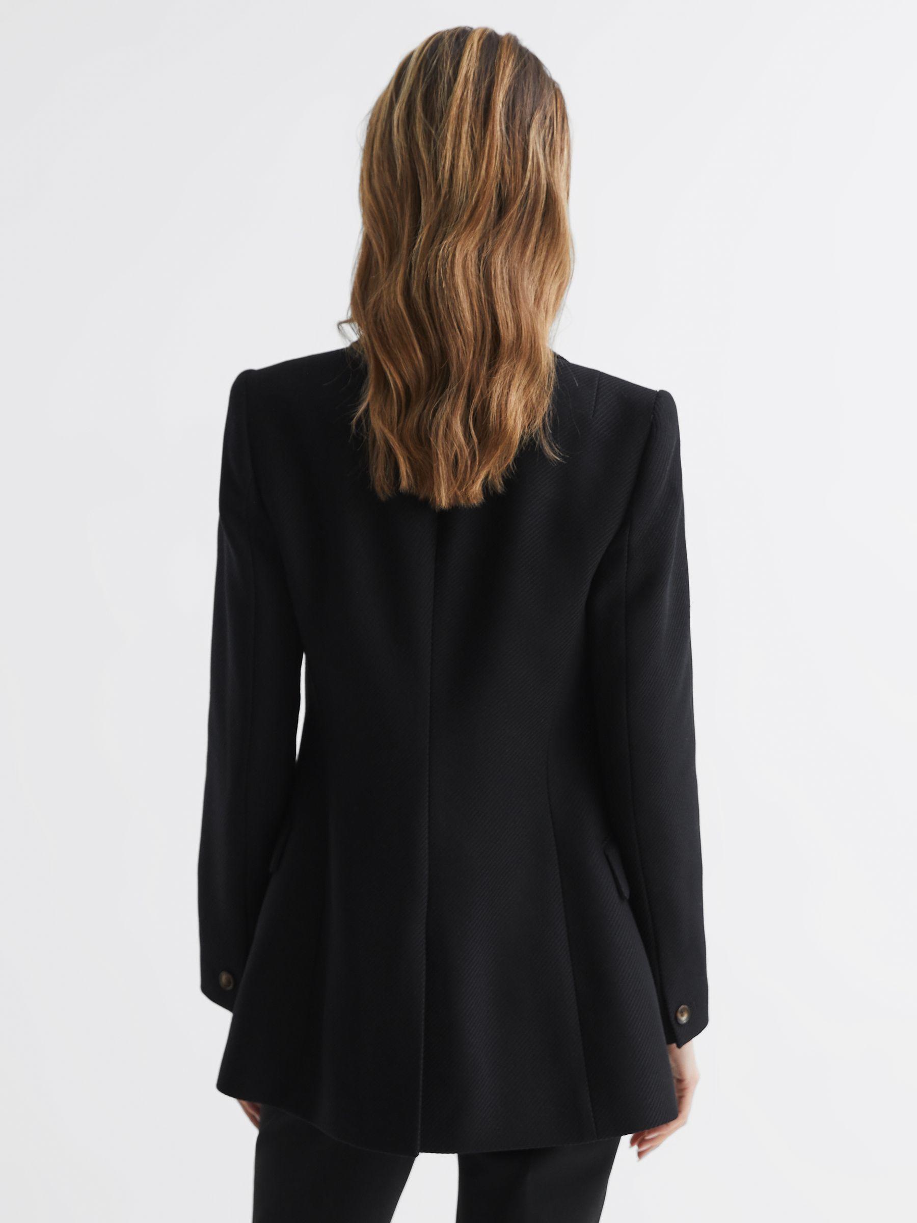 Double Breasted Twill Blazer in Black Product Image