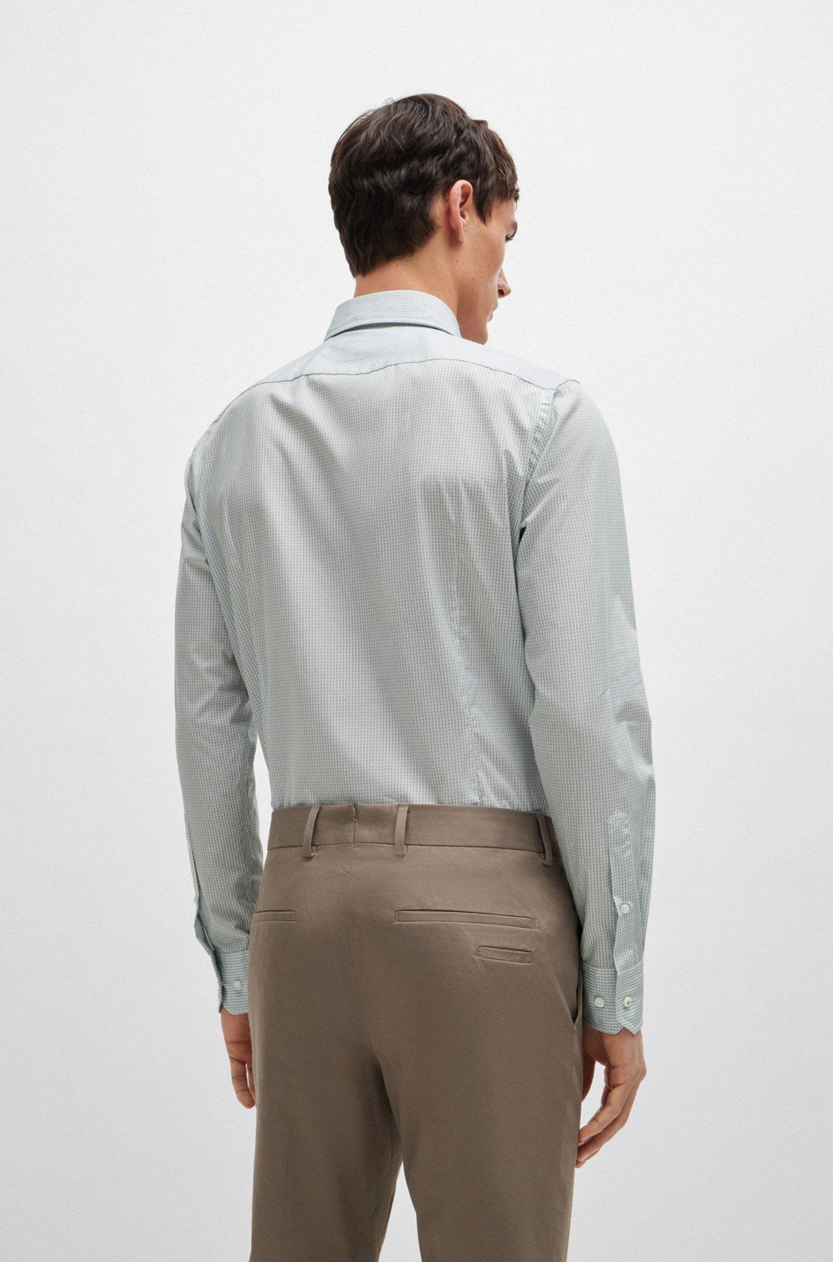 Slim-fit shirt in printed cotton with Kent collar Product Image