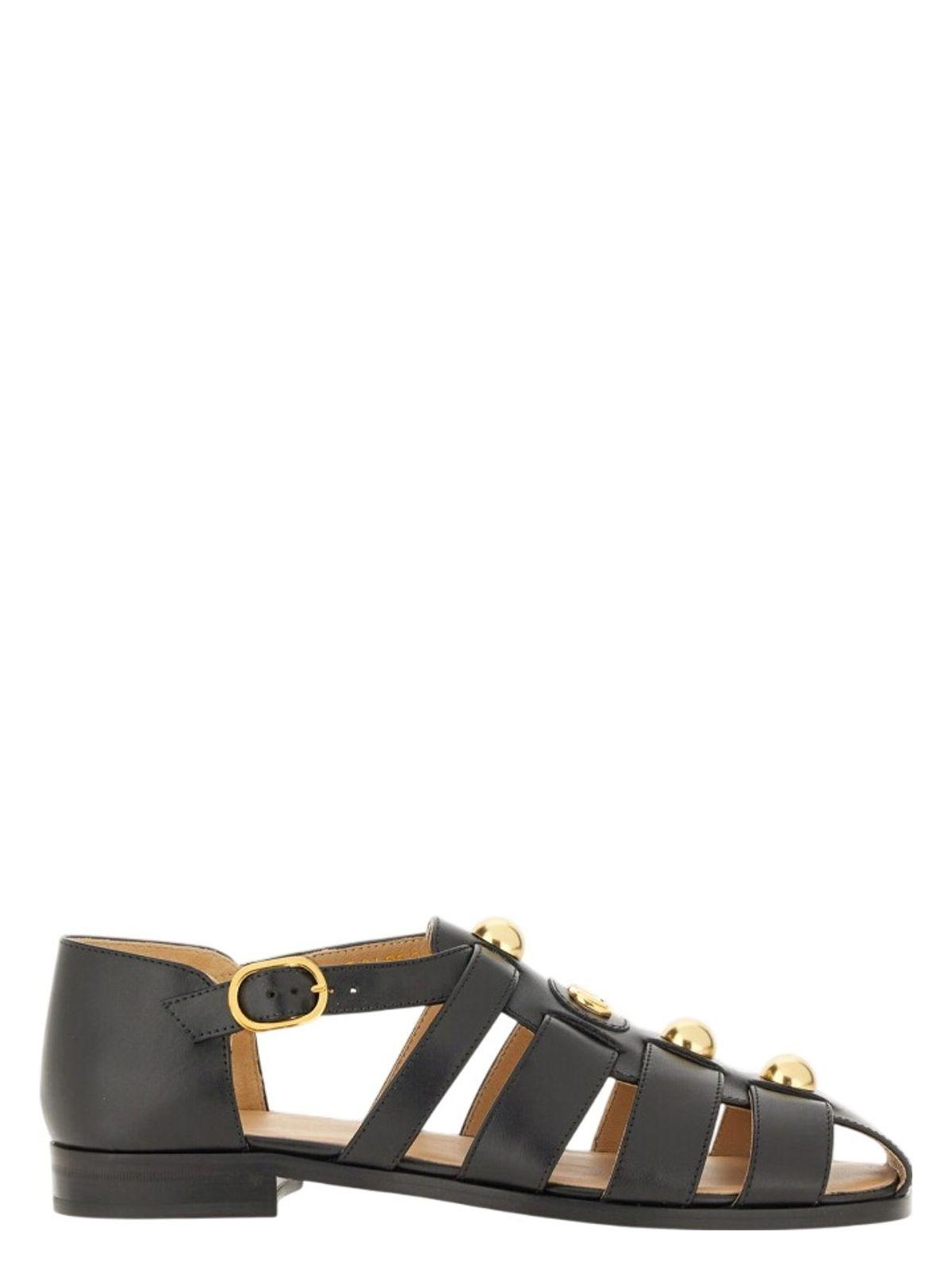 VALENTINO GARAVANI Vlogo Signature Faux-pearl Flat Sandals In Black Product Image