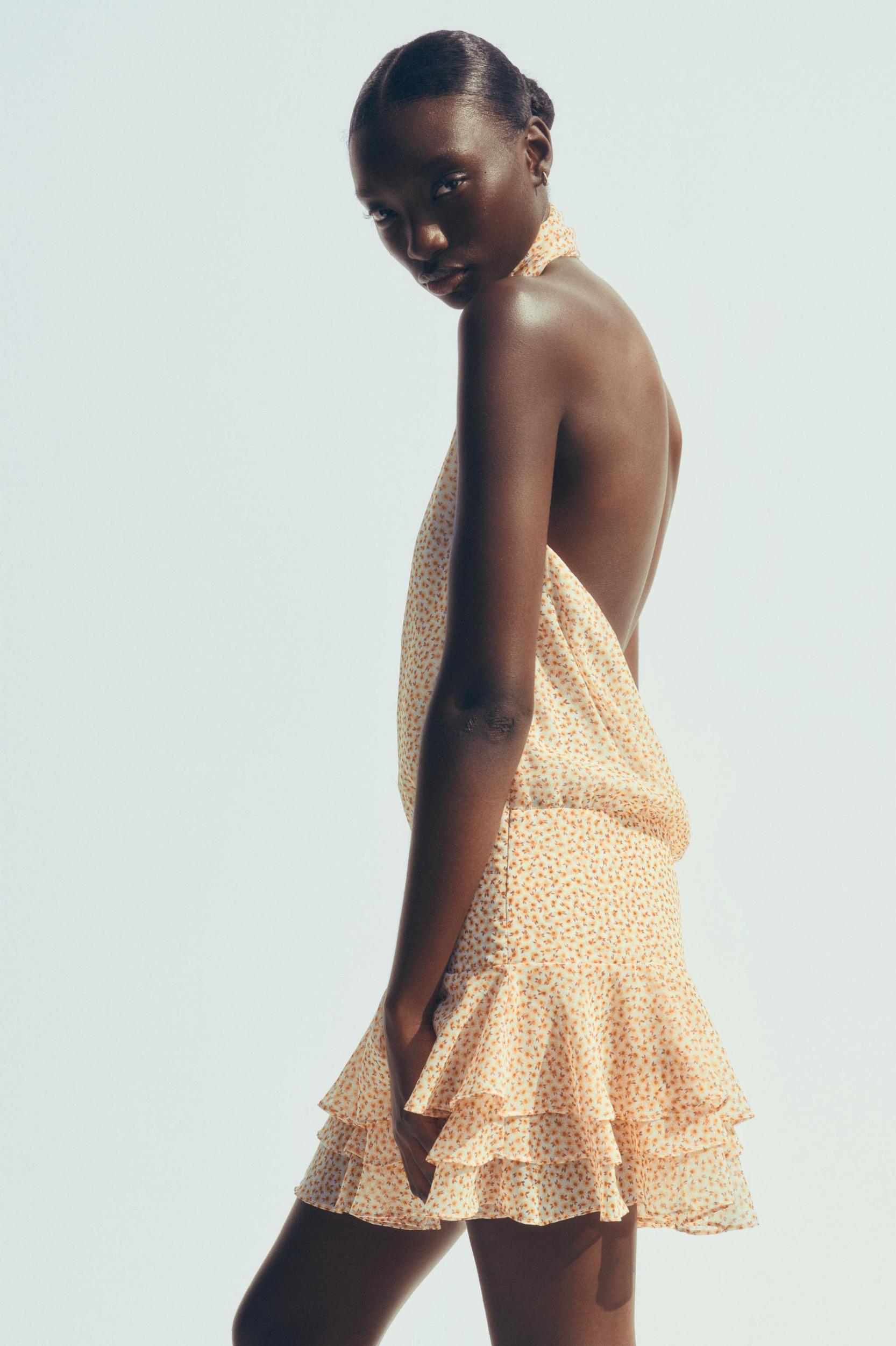 FLORAL PRINT RUFFLE MINI DRESS Product Image