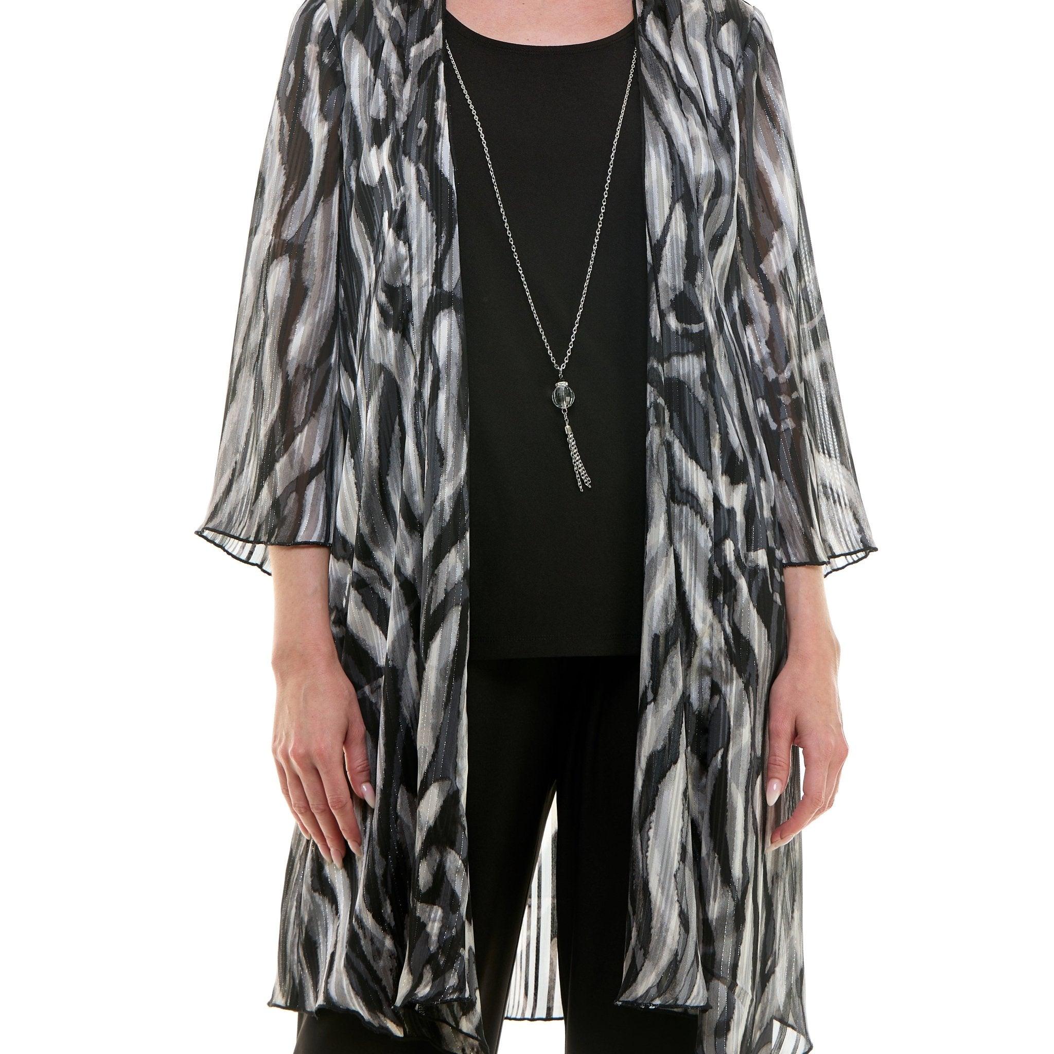 Black & White Pantset With Necklace Product Image