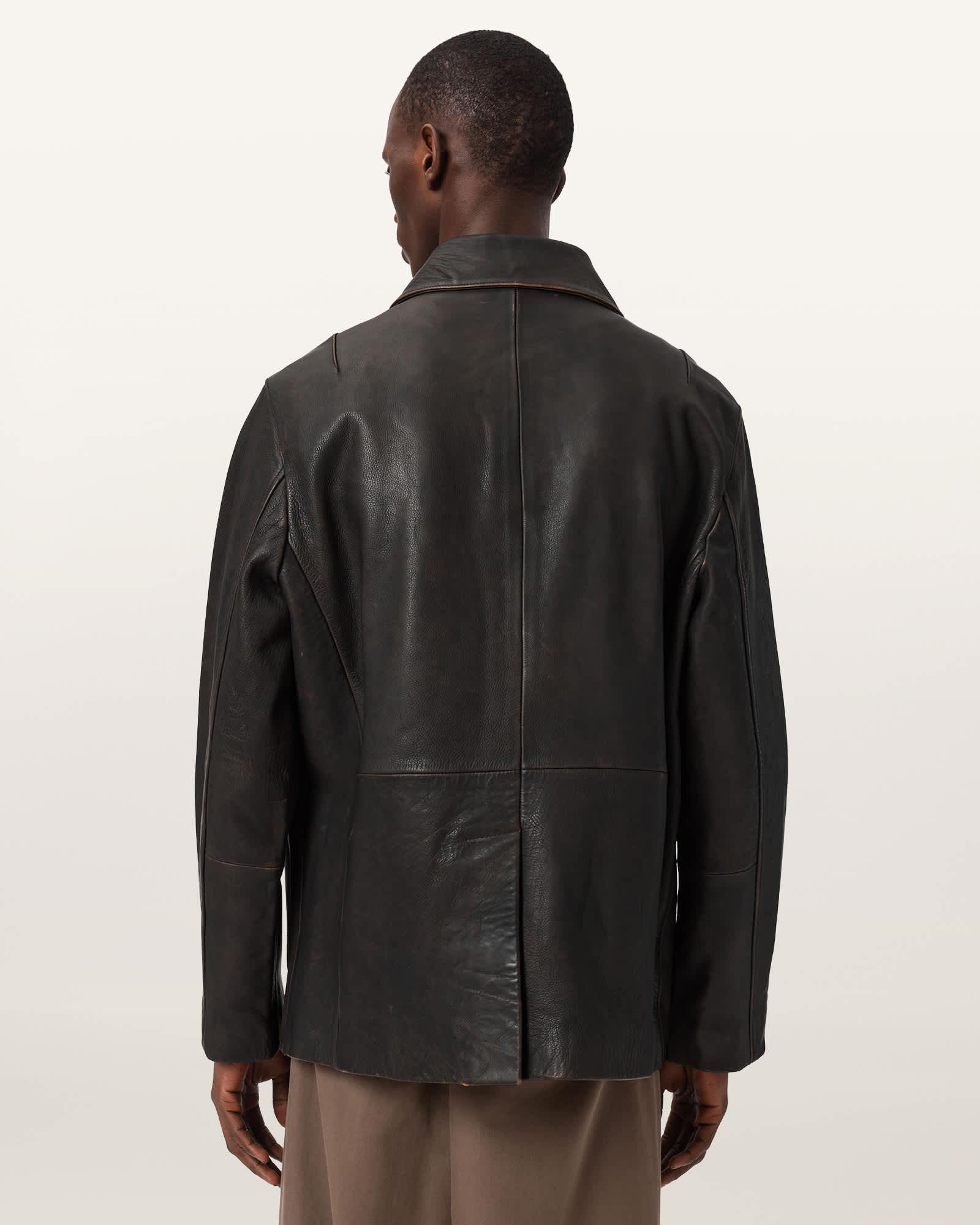 Hartwell Leather Coat COGNAC BROWN | ALLSAINTS US Product Image