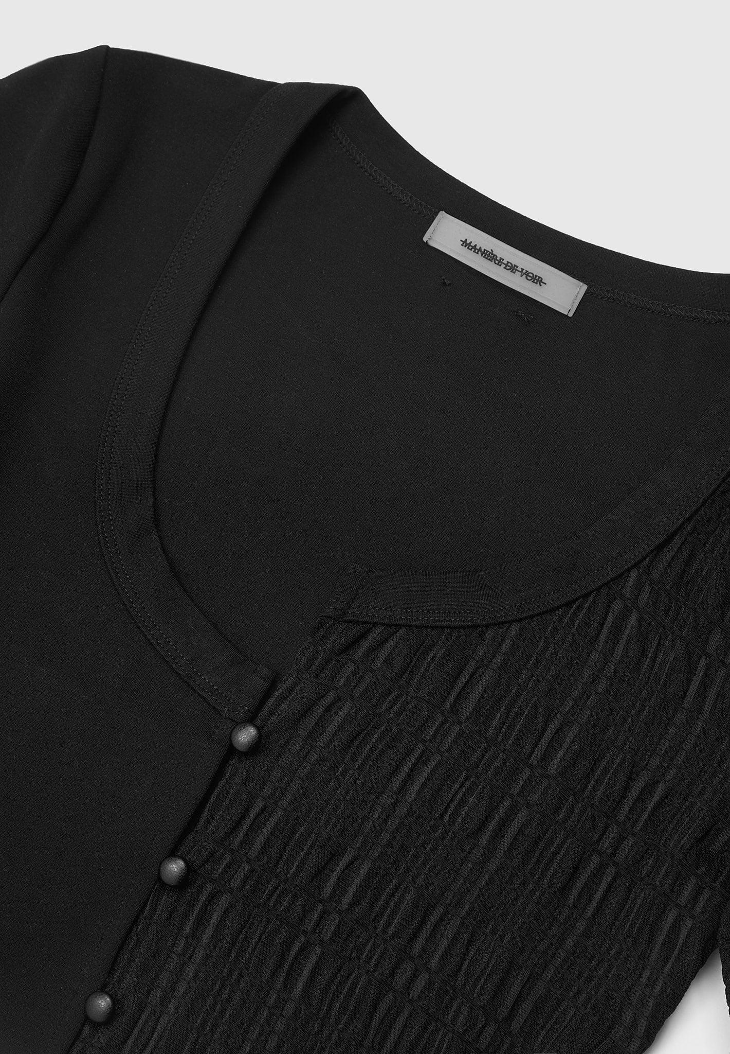 Bandage & Mesh Asymmetric Crop Top - Black Female Product Image