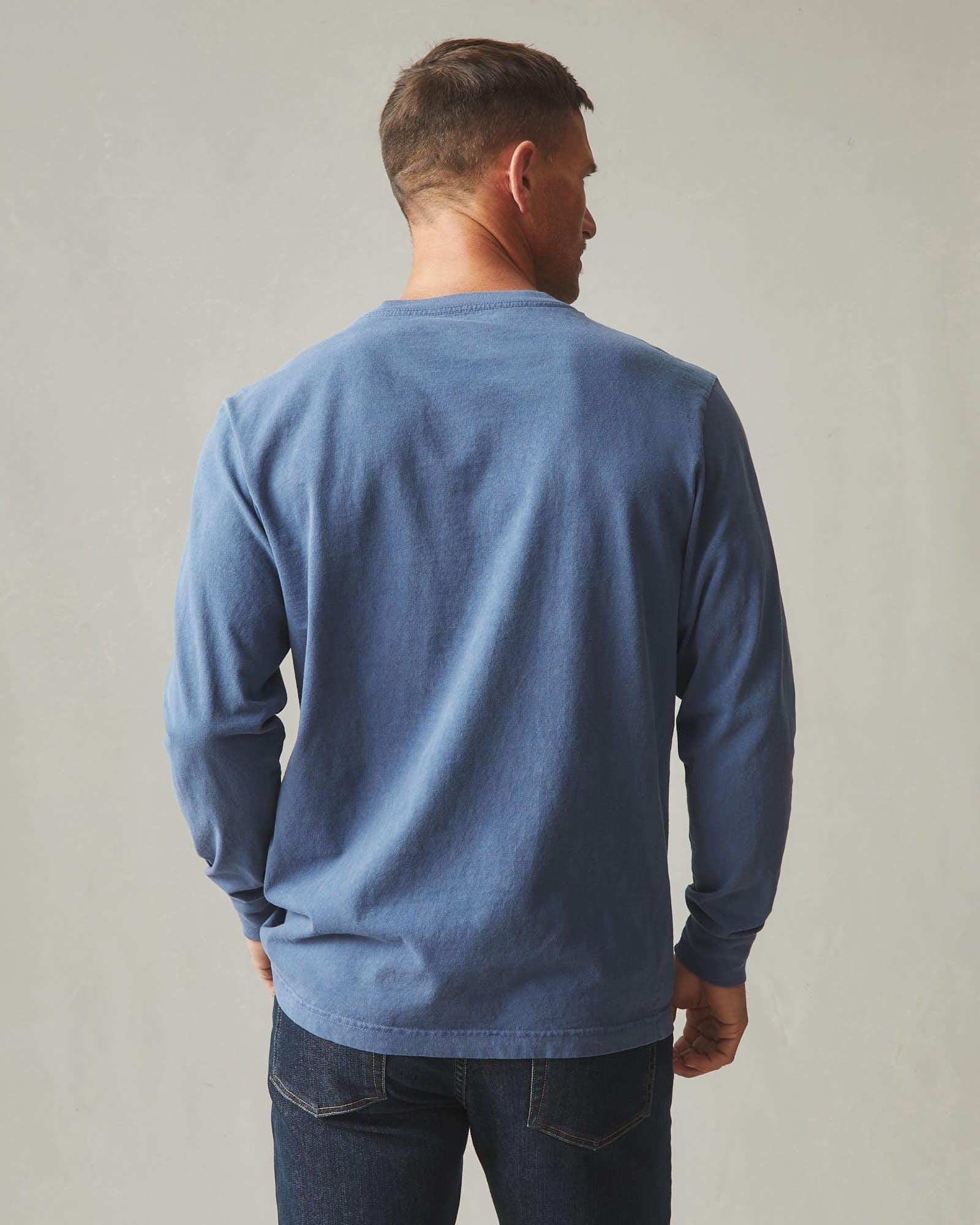 Men's Vintage Crew Long Sleeve Tee - Washed Blue Jean Product Image