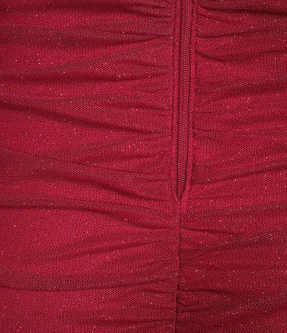 Pear Culture Glitter Mesh Off The Shoulder Long Sleeve Dress Product Image