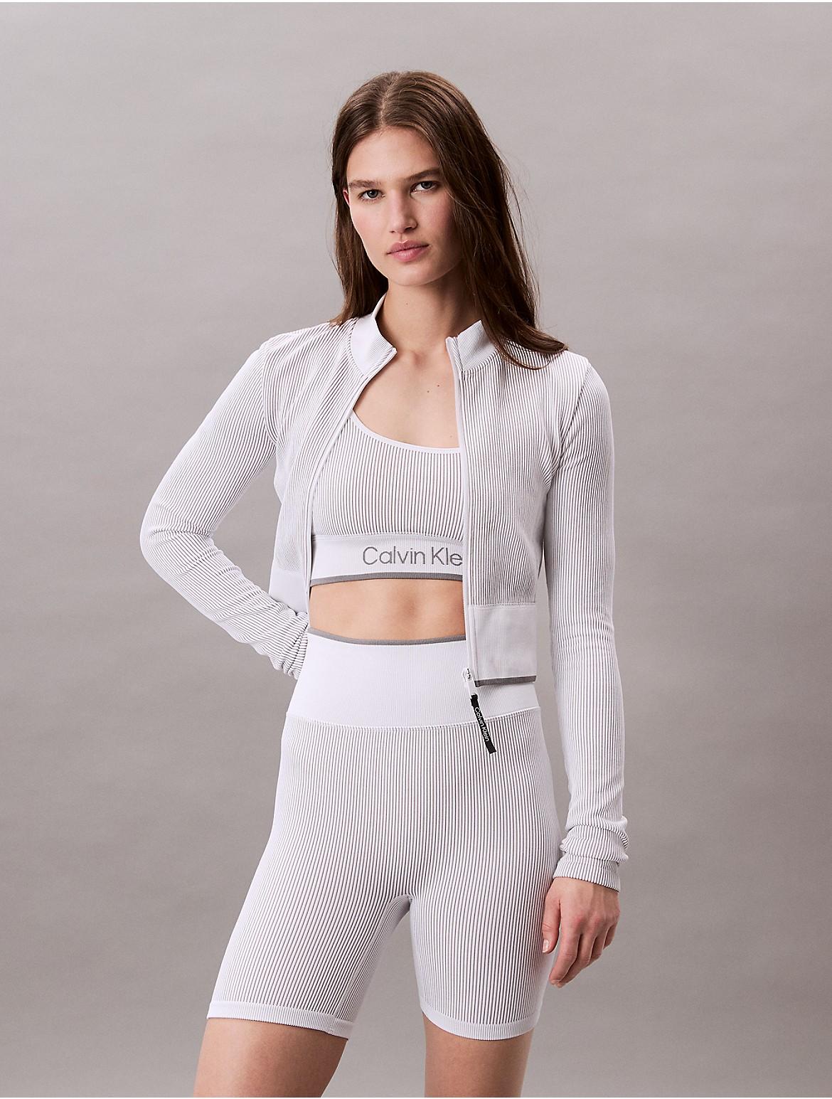 Calvin Klein Womens Rib Sport Bike Shorts - White Product Image