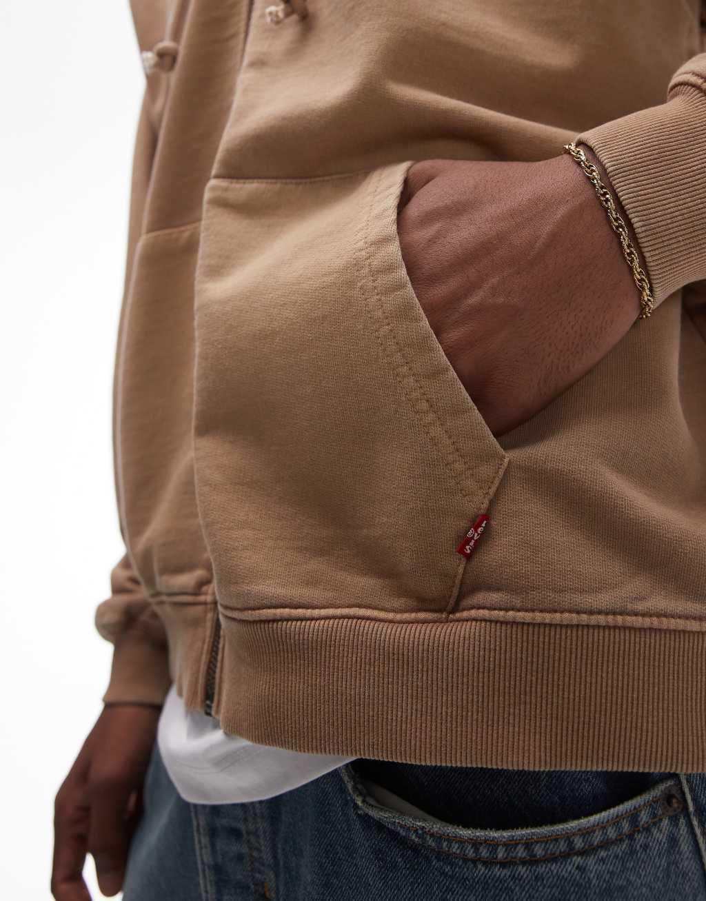 Levi's Lowell Western french terry full zip hoodie in beige Product Image