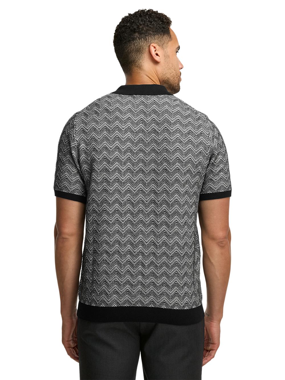 Cotton V-neck Polo - Black Product Image