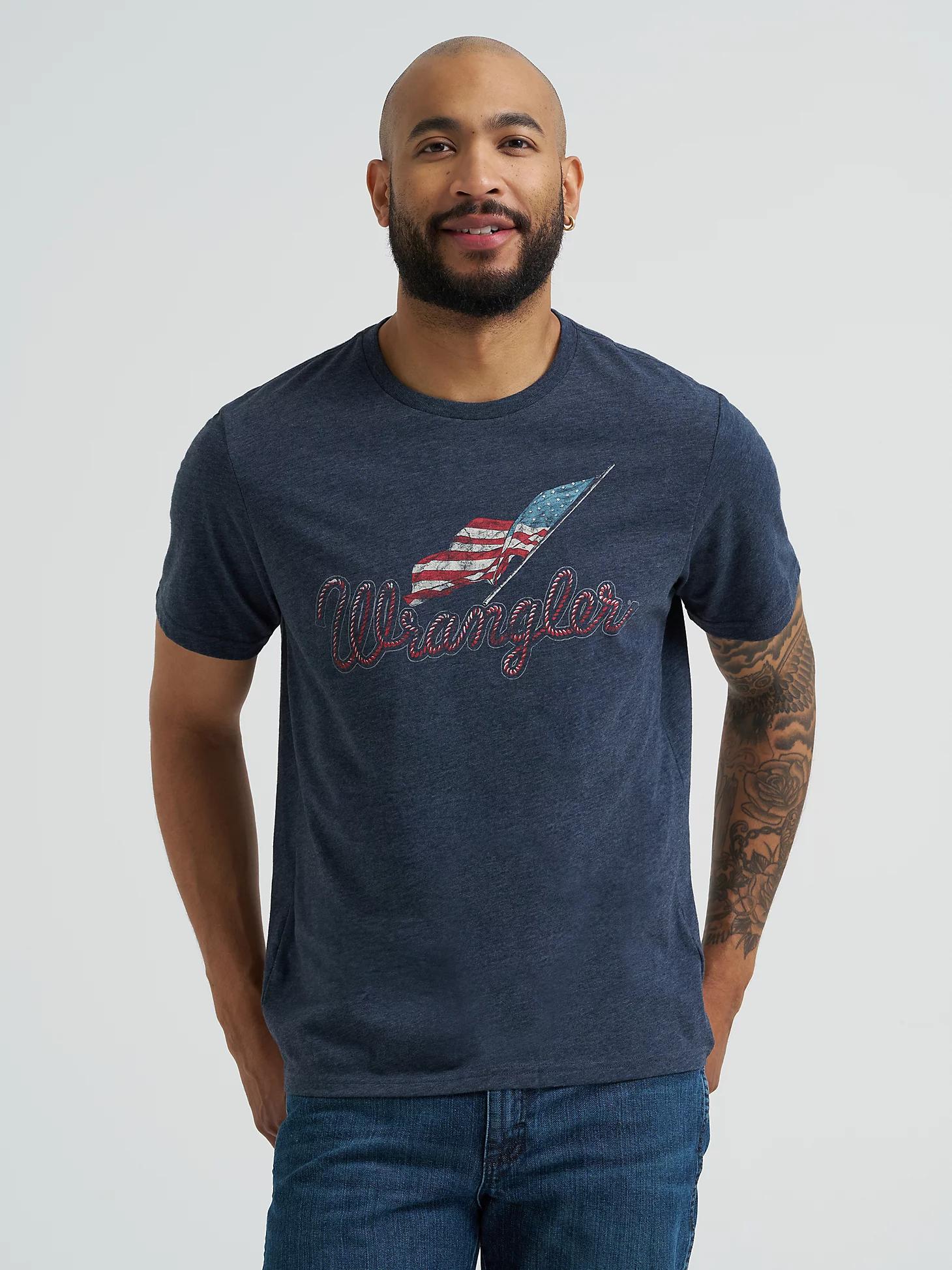 Men's Wrangler Americana Flag Logo T-Shirt in Dark Sapphire Product Image