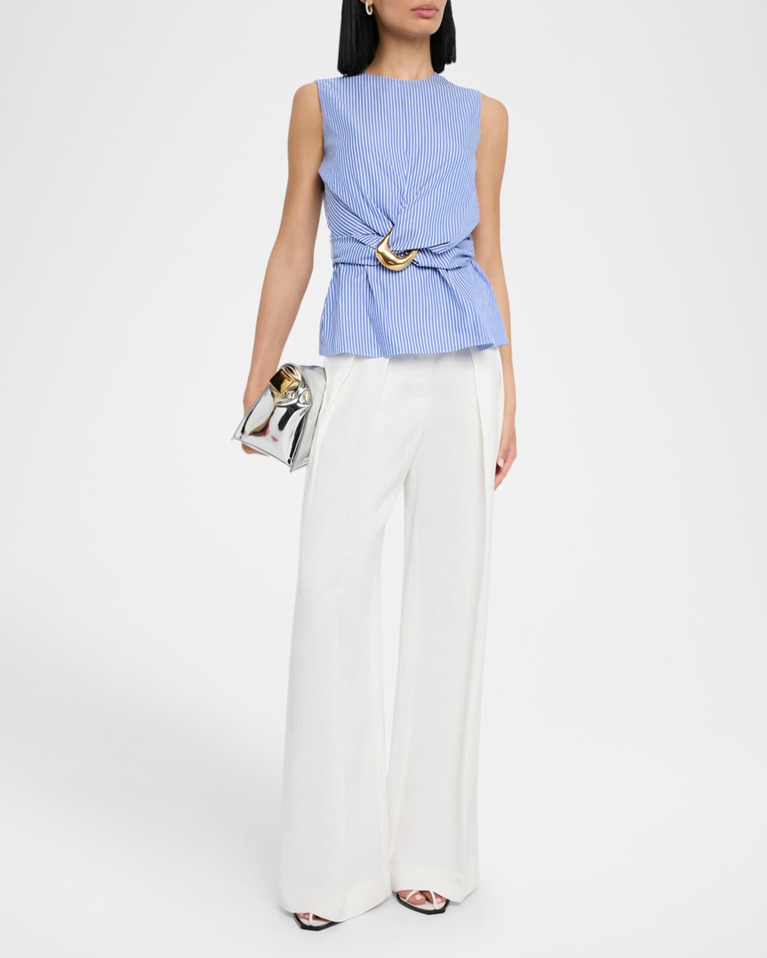 Tizzy Striped Draped Sleeveless Top Product Image