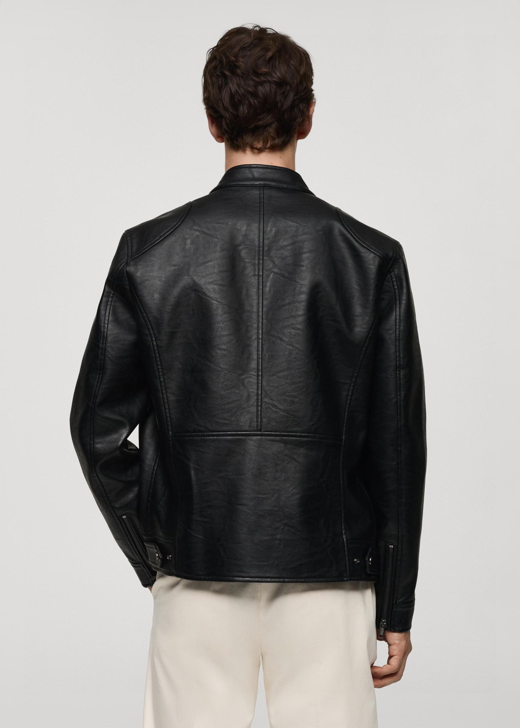 Zip-up leather-effect jacket - Men | MANGO USA Product Image