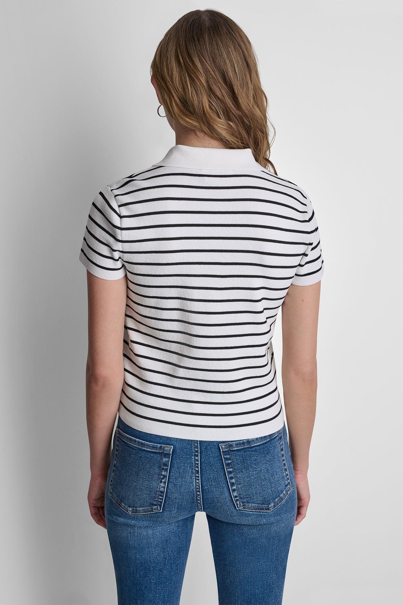CROPPED STRIPED POLO SWEATER Product Image
