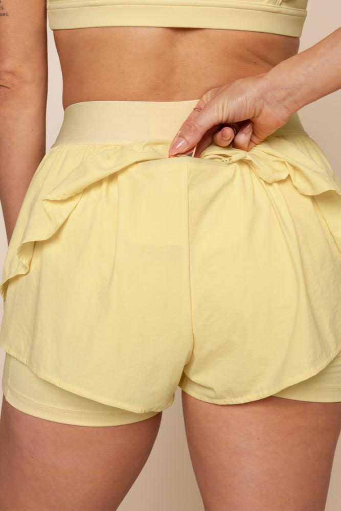 On The Run Ruffle Short - Buttercream Product Image