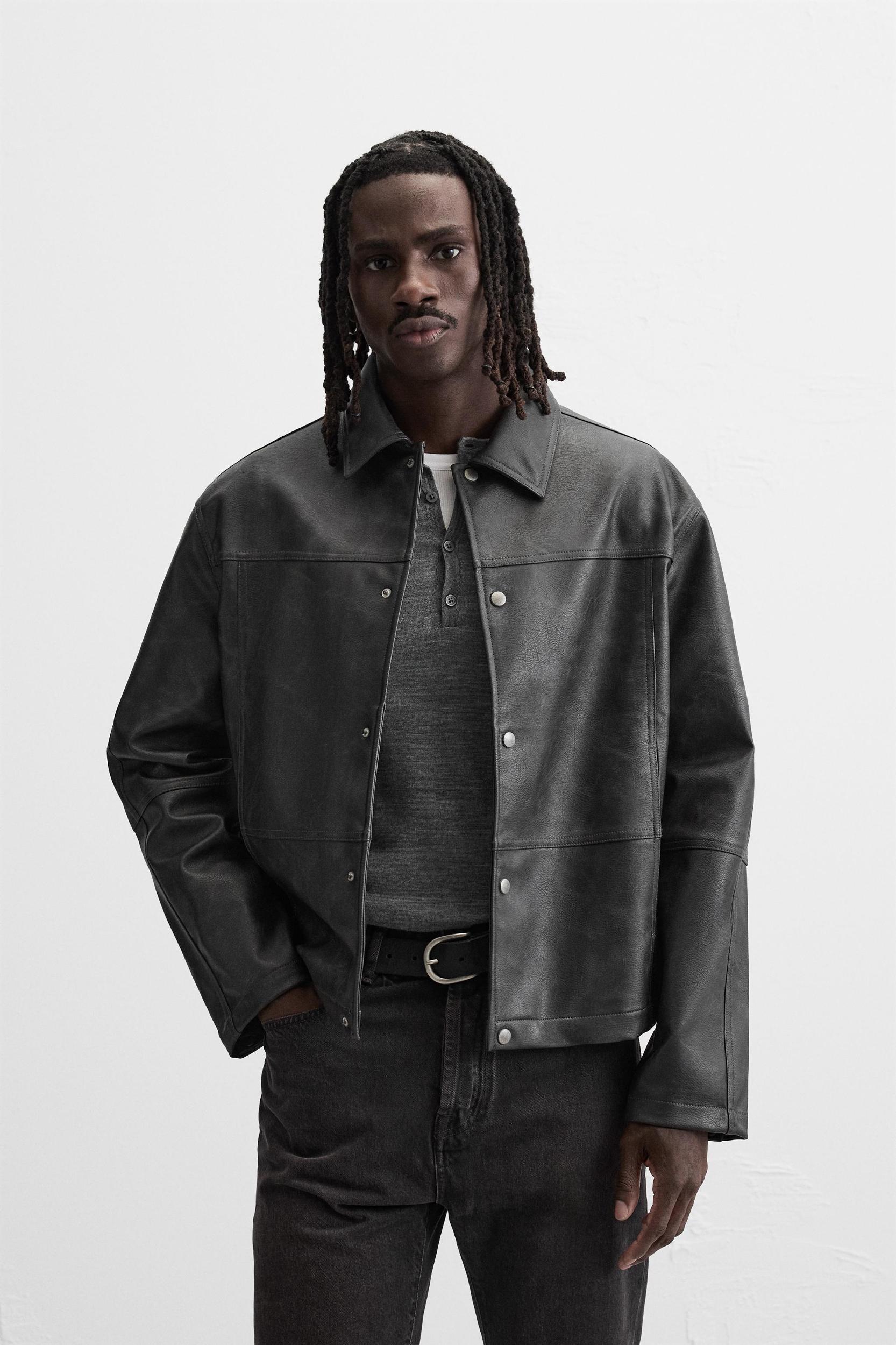 FAUX LEATHER WASHED JACKET Product Image