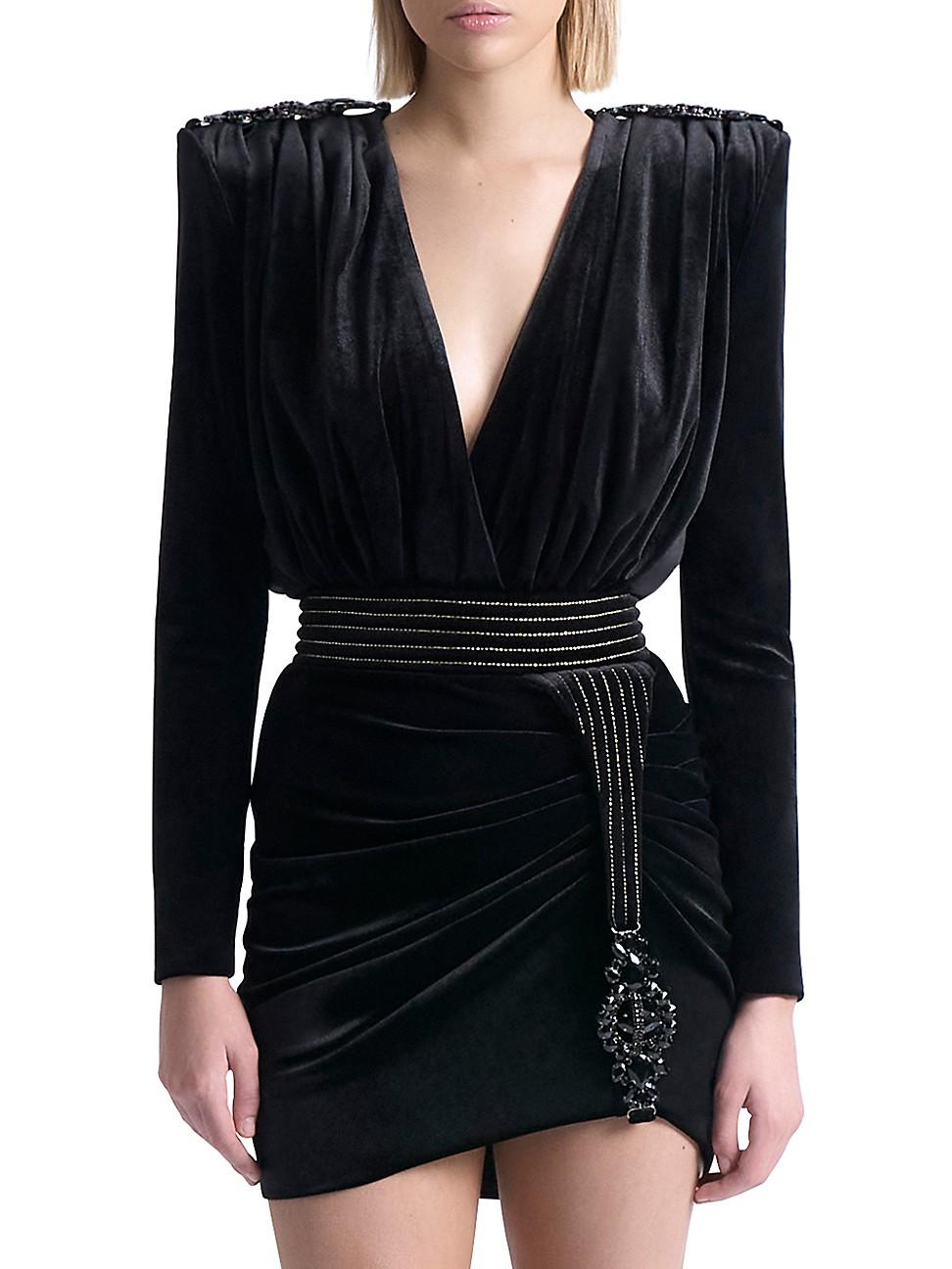 Womens Roxy Rumbles Embellished Velvet Minidress Product Image