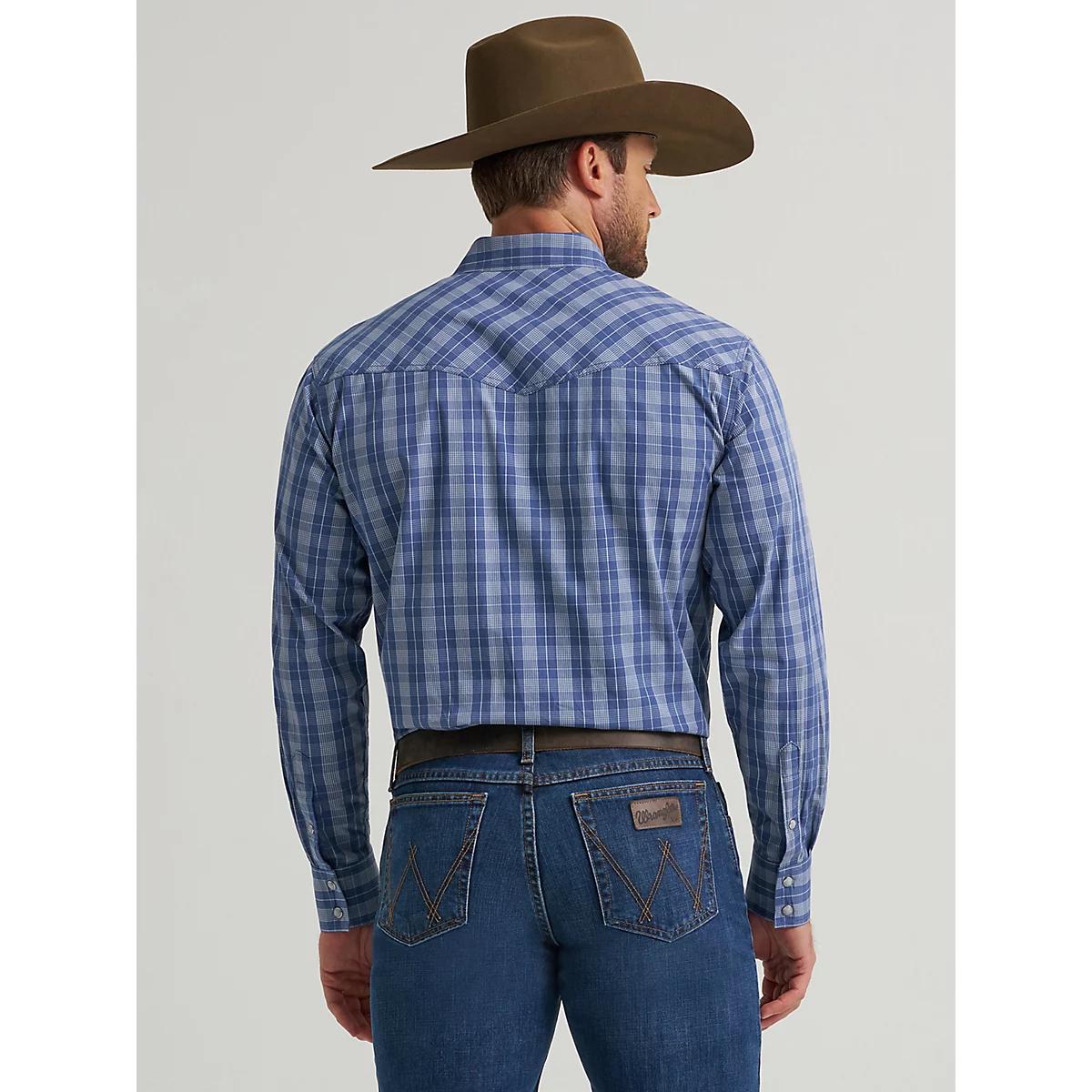 Men's 20X® Competition Advanced Comfort Long Sleeve Two Pocket Western Snap Shirt in Ocean Plaid Product Image