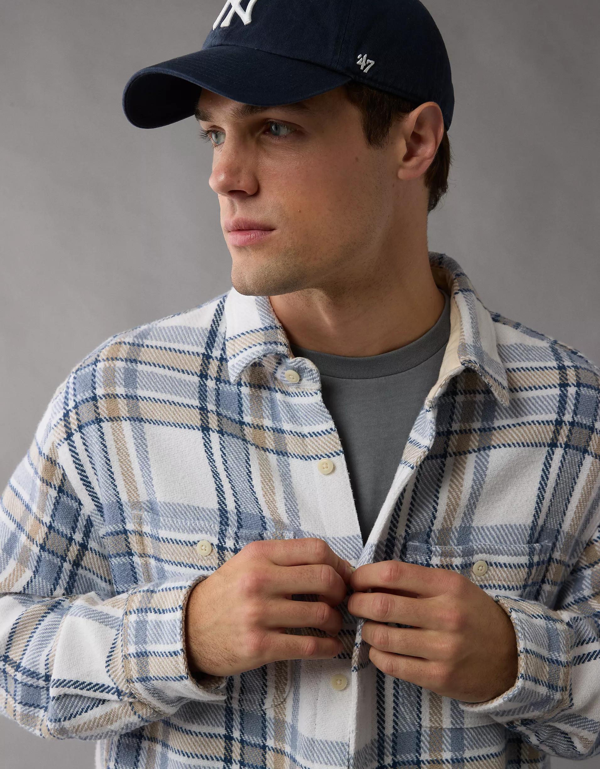 AE Textured Flannel Shirt Product Image