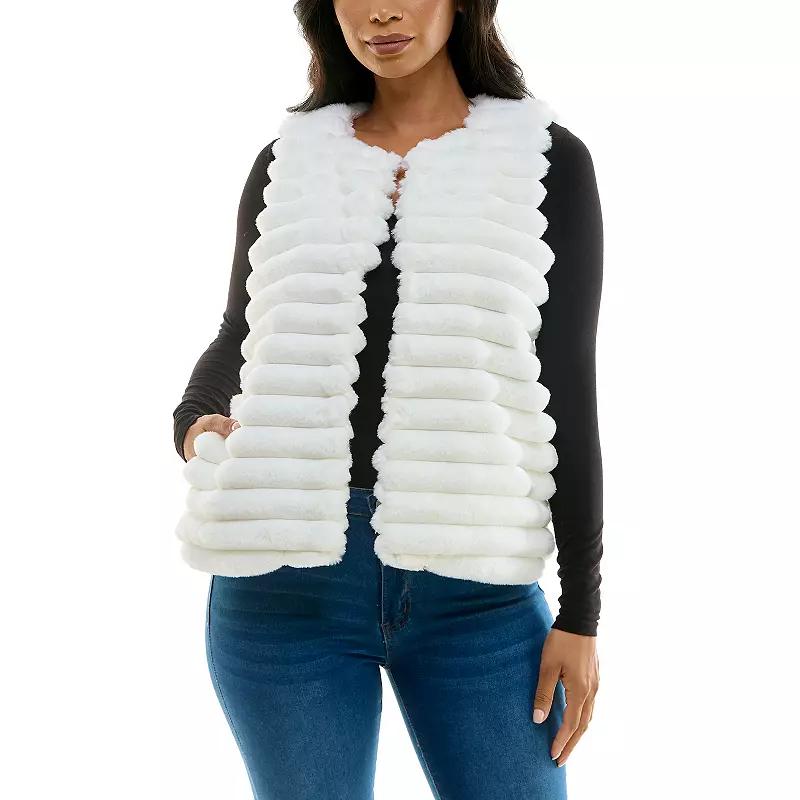 Women's Nina Leonard Horizontal Faux Fur Vest,  Product Image