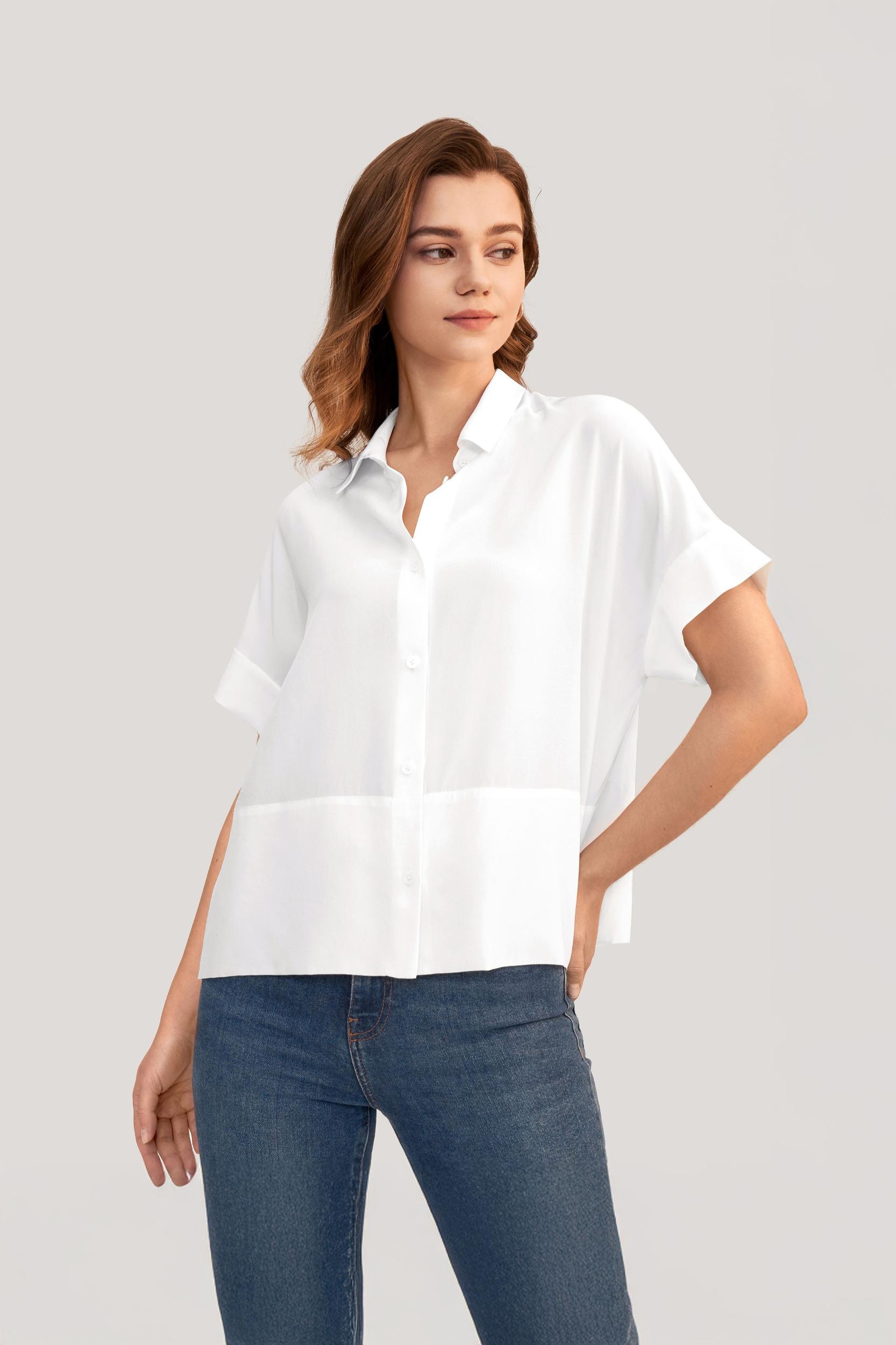 Casual Short Sleeves Loose Silk T-Shirt Product Image