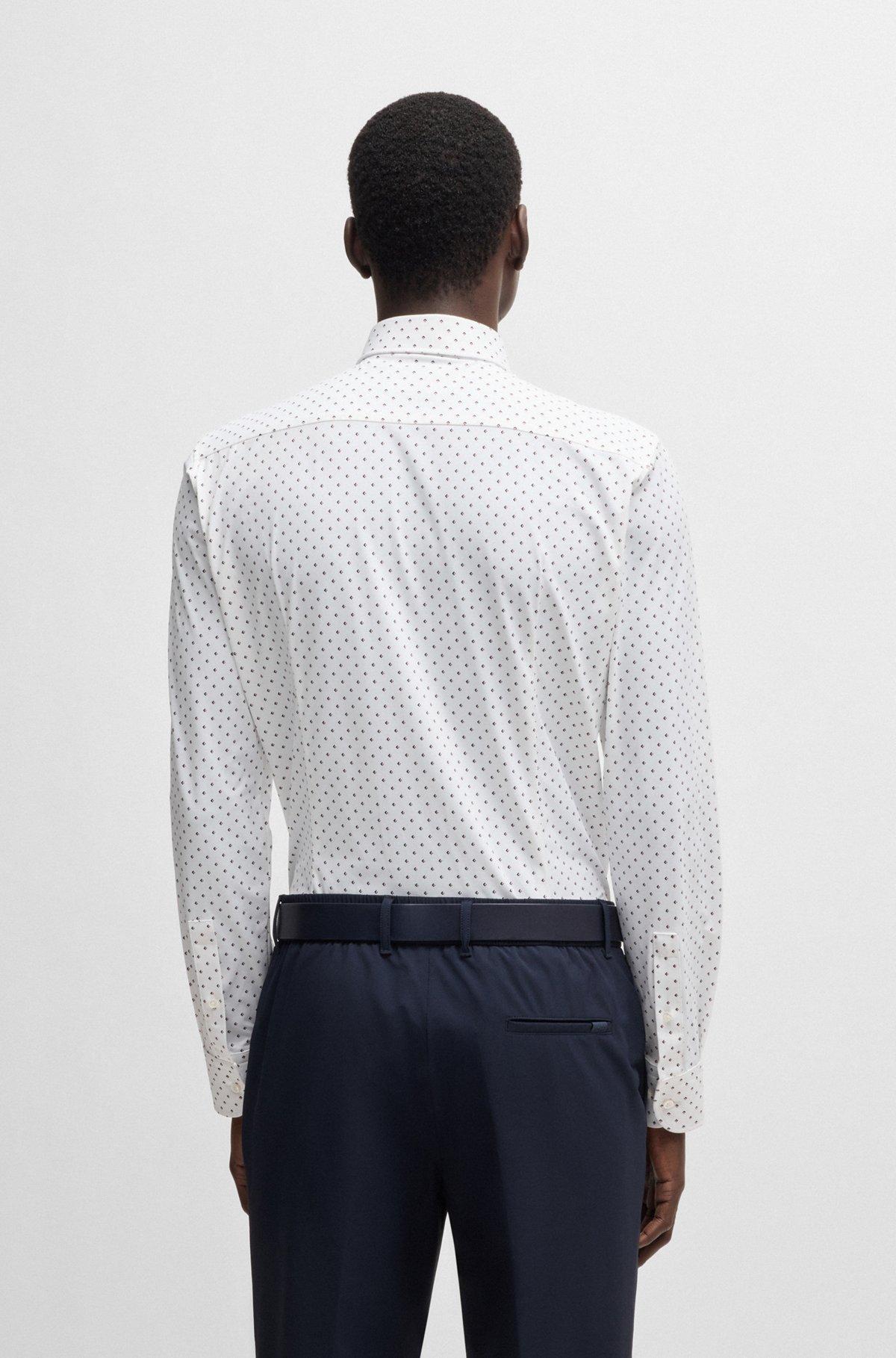 Slim-fit shirt in geometric-print performance-stretch fabric Product Image