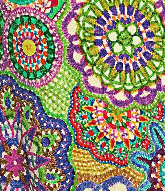 JOHNNY WAS The Janie Favorite Bamboo Knit Napperon Print Crew Neck Short Sleeve Sheath Midi Dress Product Image