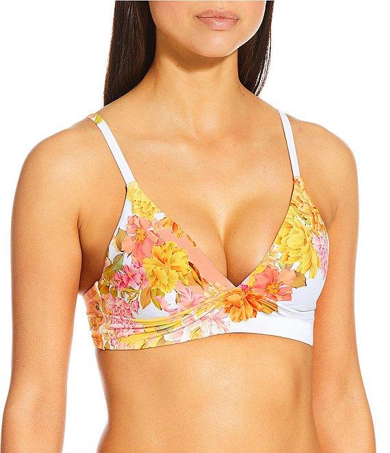 Antonio Melani Patchwork Floral Longline Bralette Swim Top Product Image
