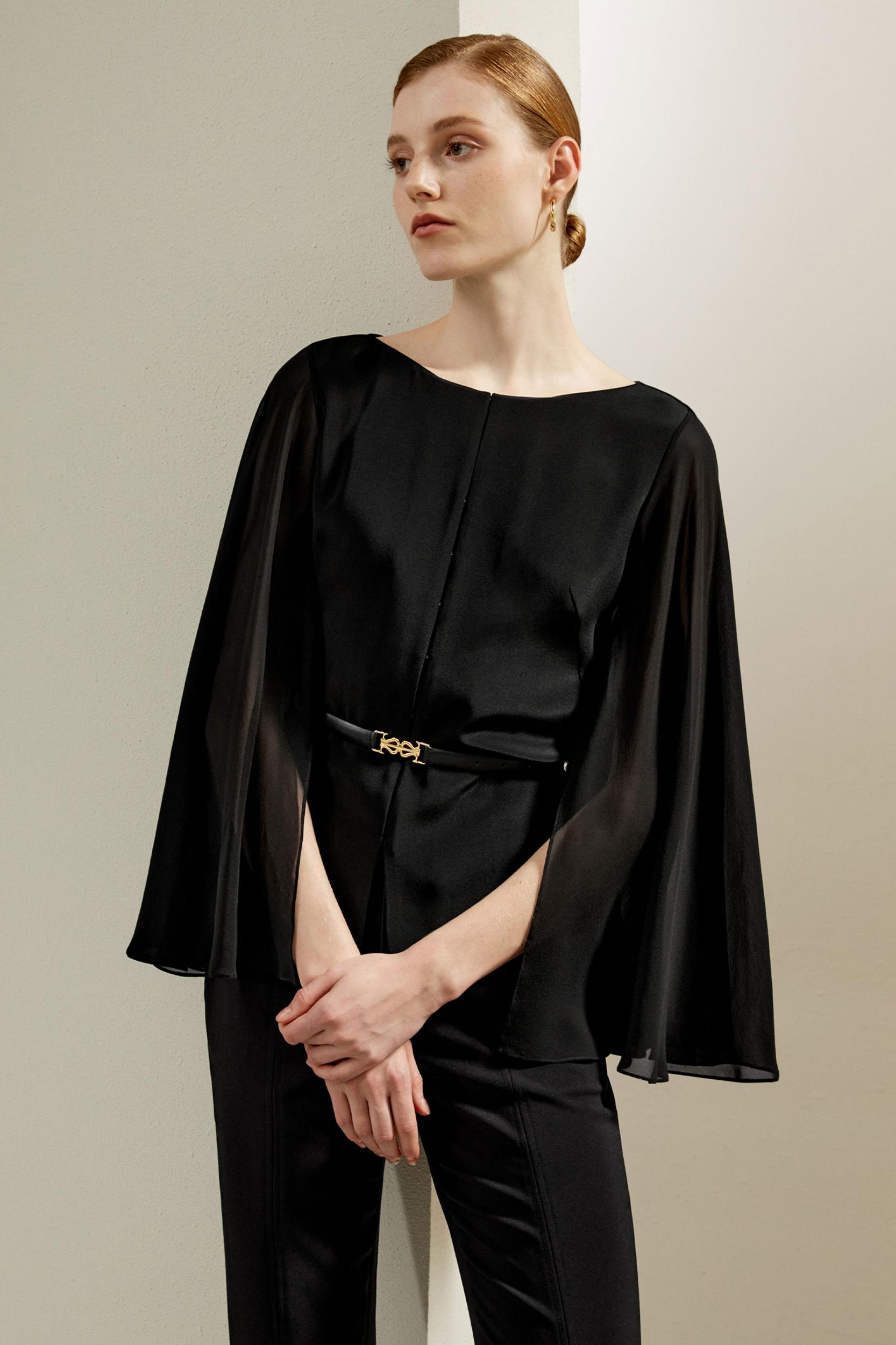 Crewneck Cape-Style Blouse Product Image