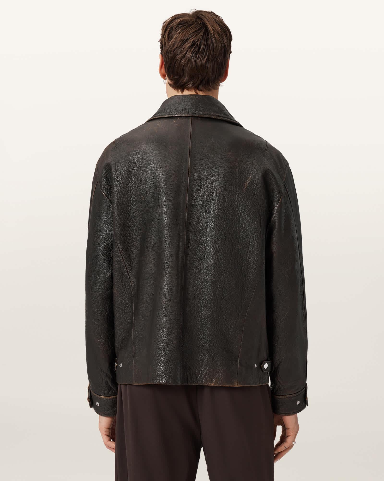 Starday Leather Jacket Vintage Black | ALLSAINTS US Product Image
