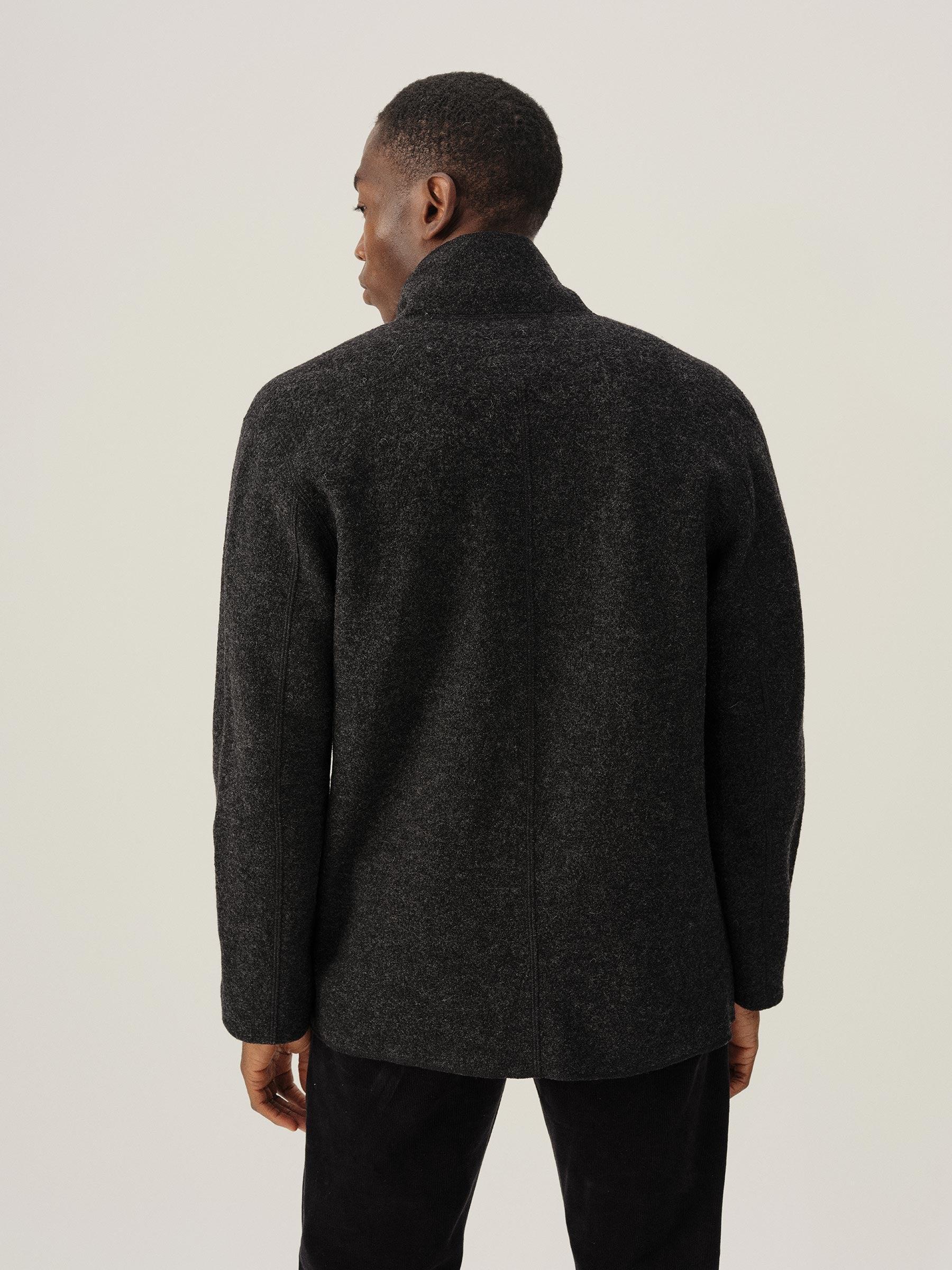 Marled Deep Charcoal Felted Wool Chore Coat Product Image